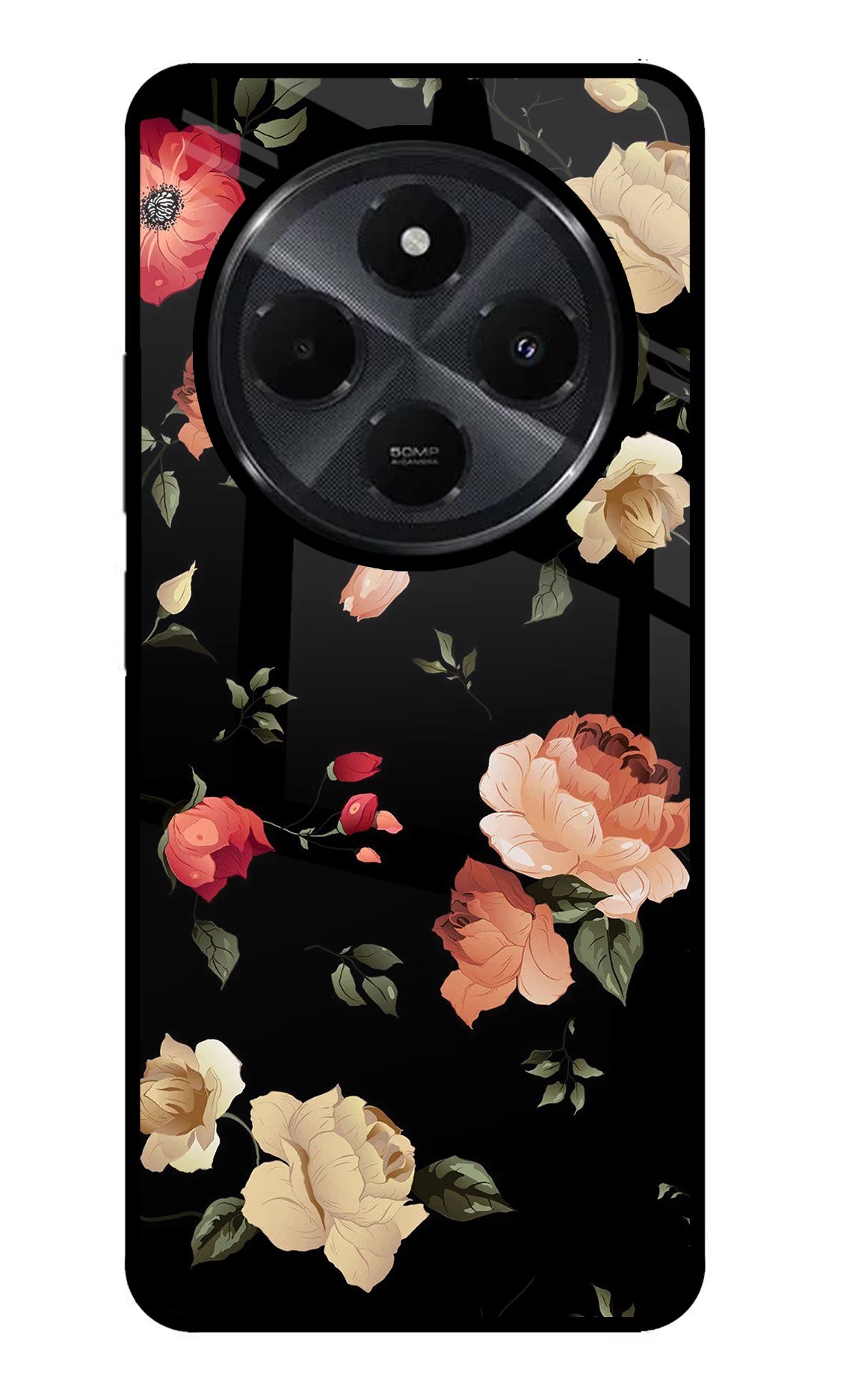 Flowers Redmi 14C 5G Glass Case Back Cover by Casekaro