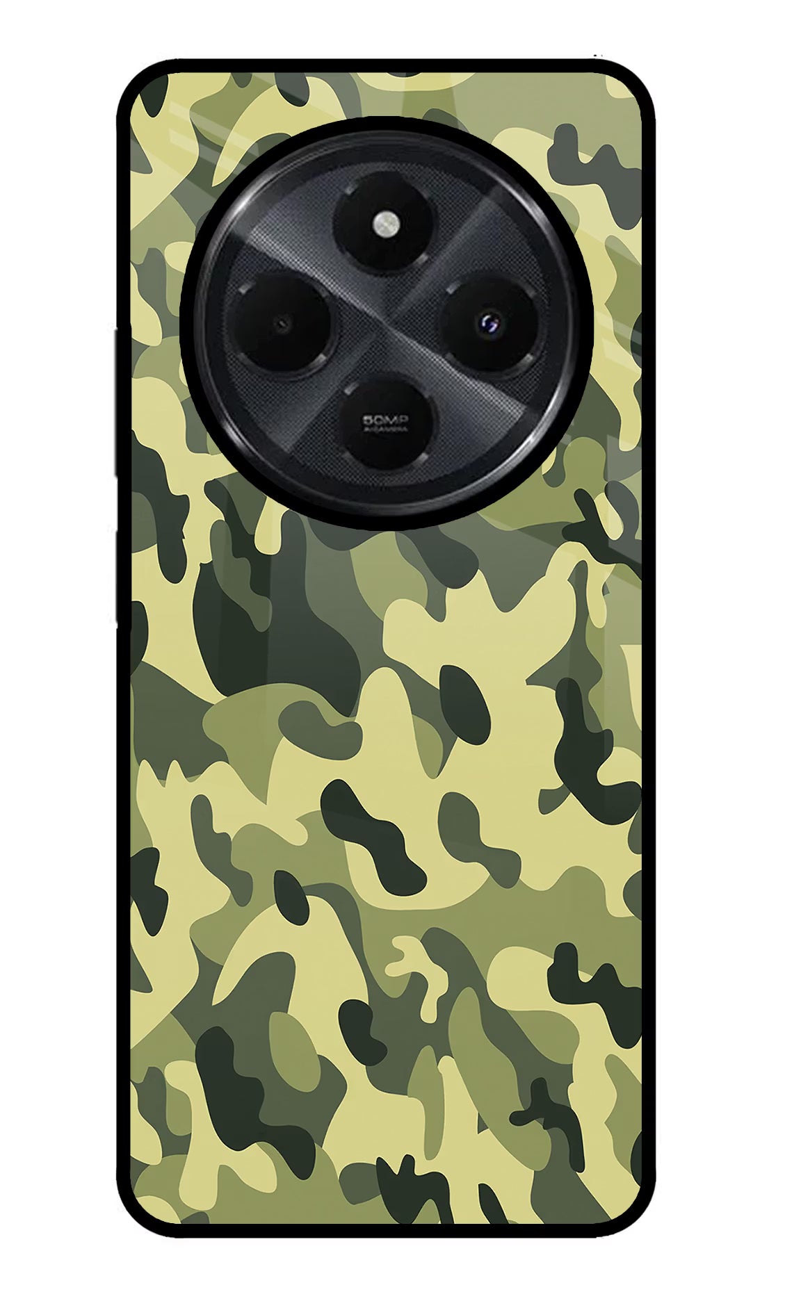 Camouflage Redmi 14C 5G Glass Case Back Cover by Casekaro