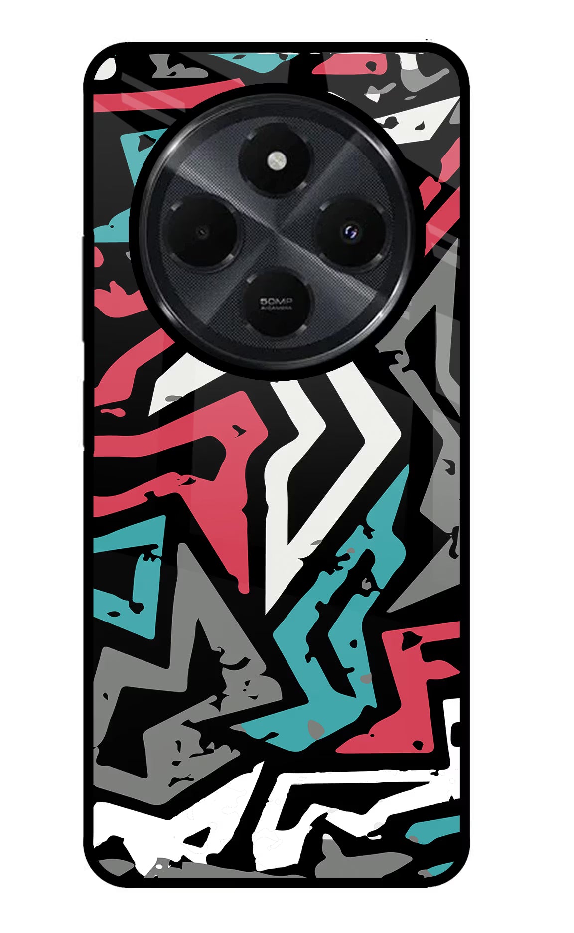 Geometric Graffiti Redmi 14C 5G Glass Case Back Cover by Casekaro
