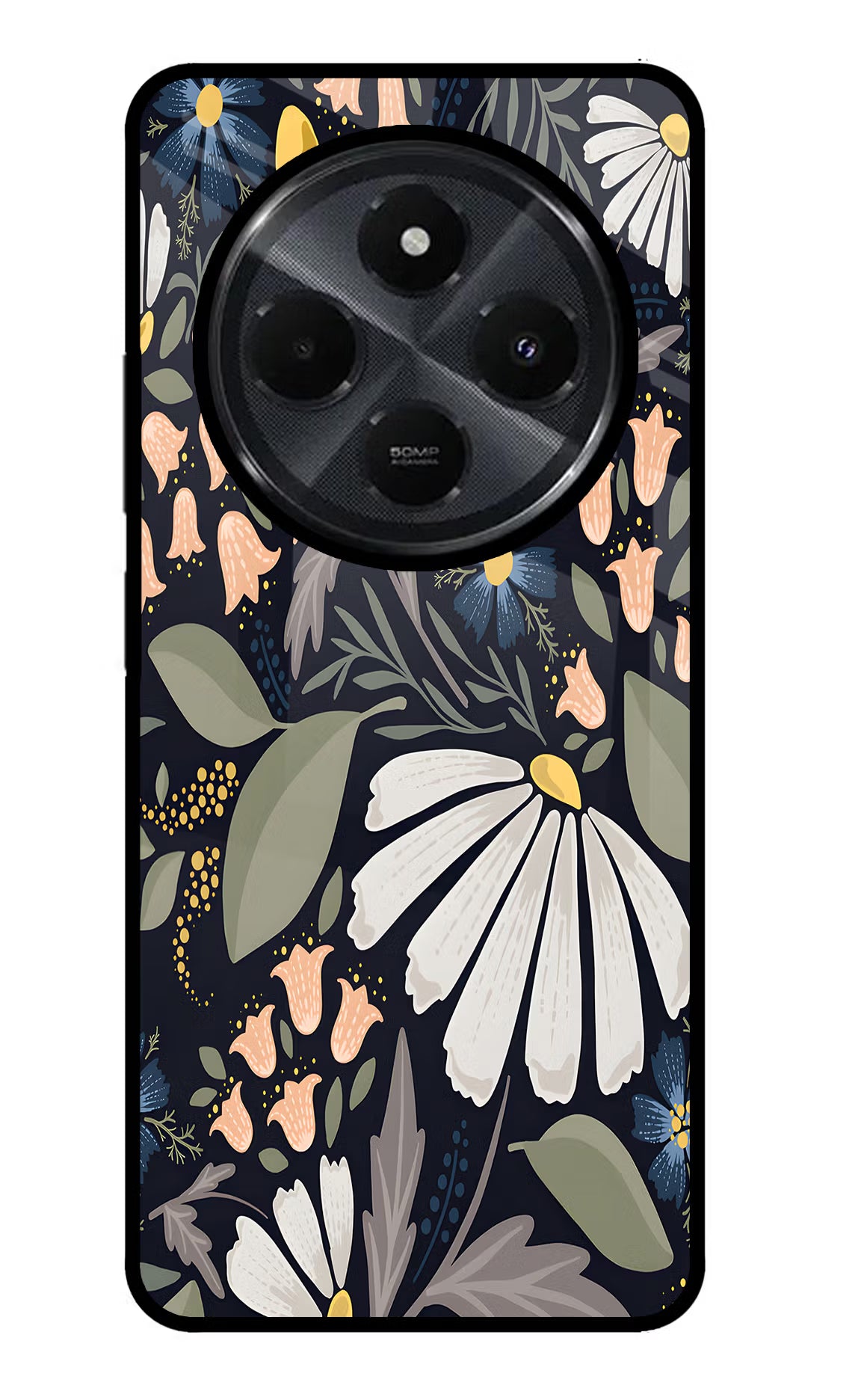 Flowers Art Redmi 14C 5G Glass Case Back Cover by Casekaro