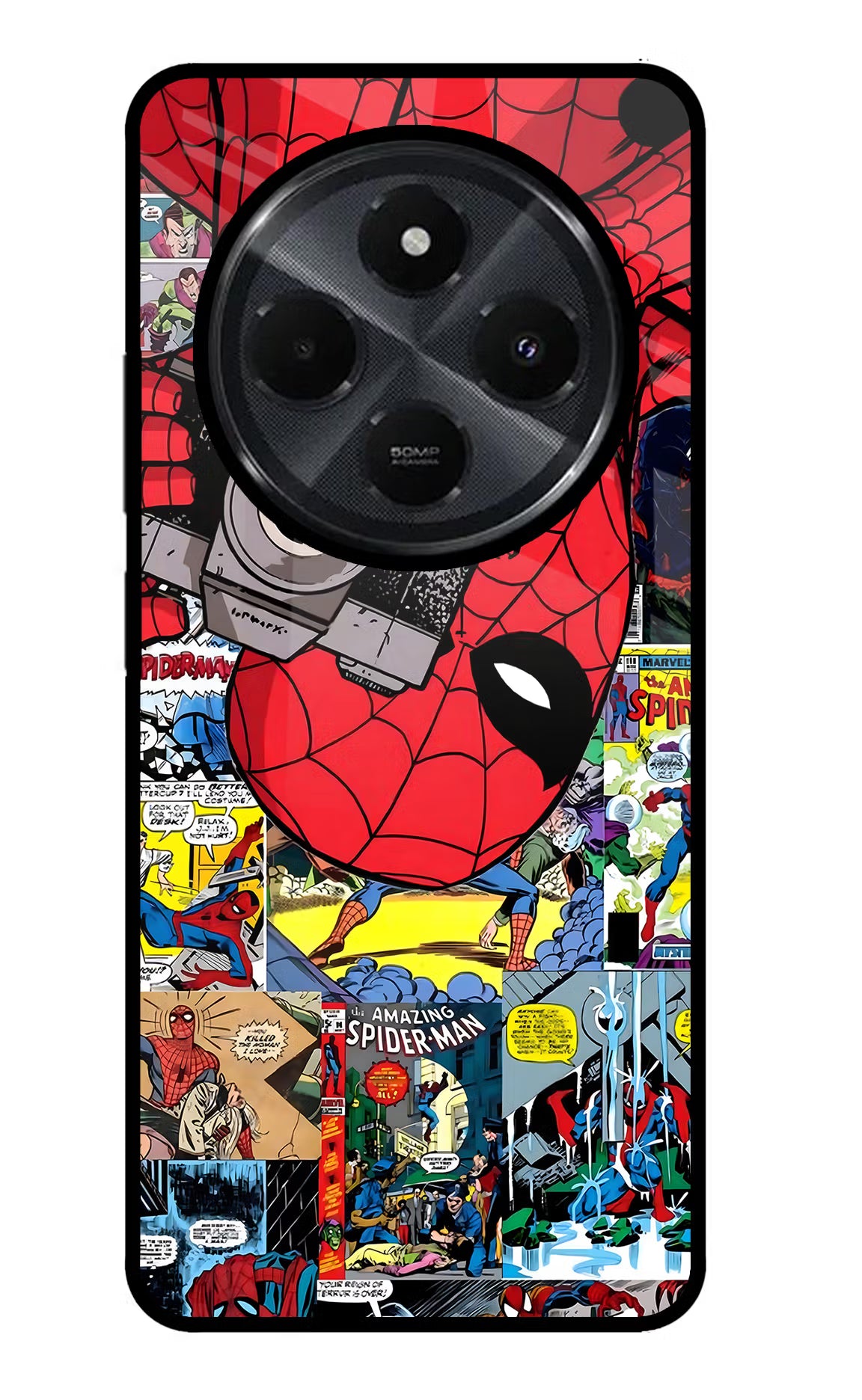 Spider Man Redmi 14C 5G Glass Case Back Cover by Casekaro