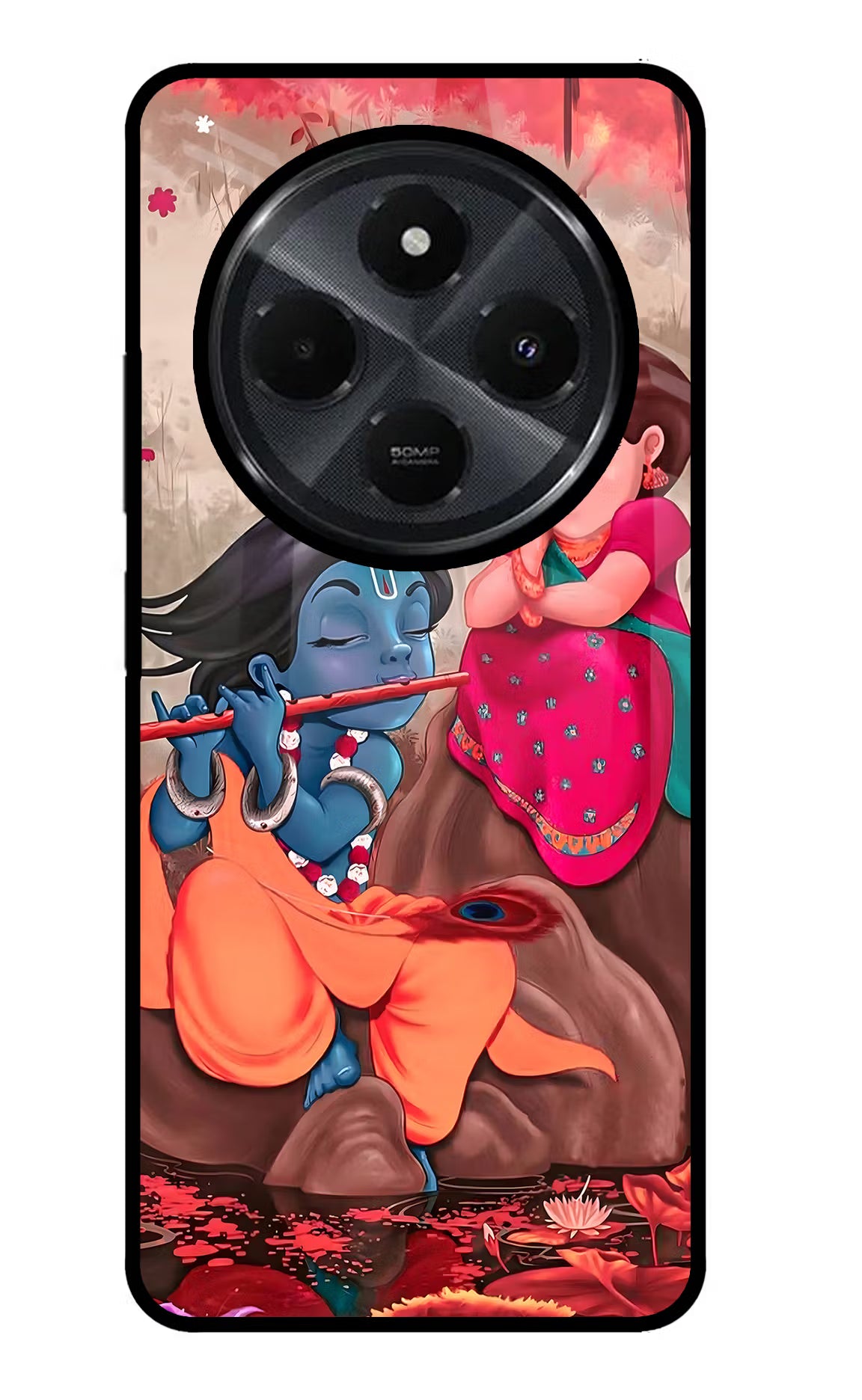 Radhe Krishna Redmi 14C 5G Glass Case Back Cover by Casekaro
