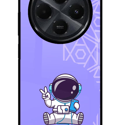 Cute Astronaut Chilling Redmi 14C 5G Glass Case