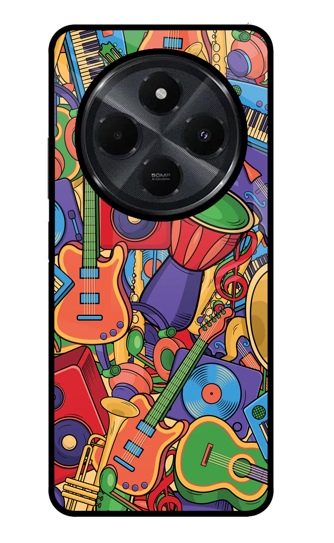 Music Instrument Doodle Redmi 14C 5G Glass Case Back Cover by Casekaro