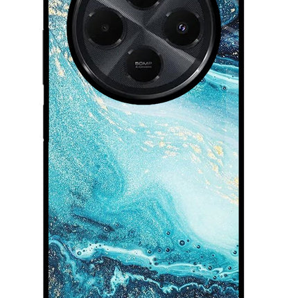 Blue Glitter Marble Redmi 14C 5G Glass Case