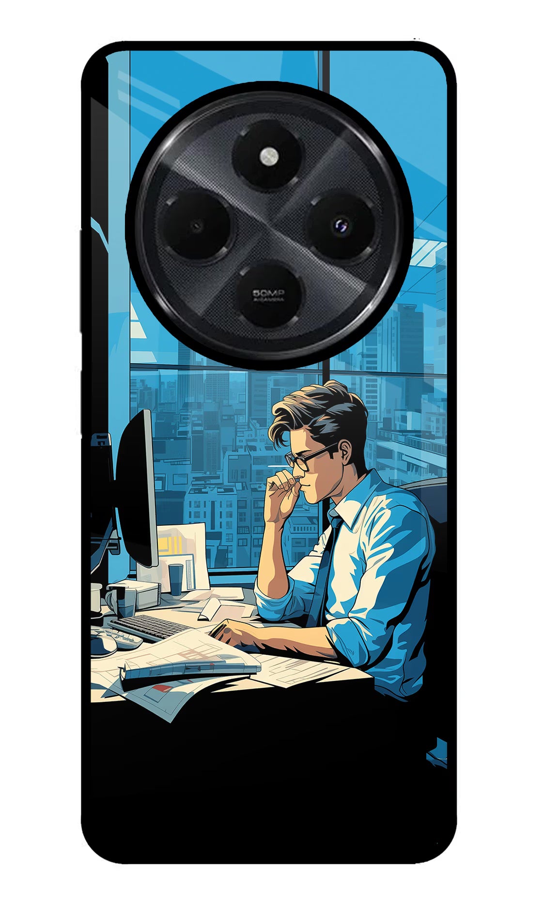 Focused Hustler (AI Generated) Redmi 14C 5G Glass Case Back Cover by Casekaro