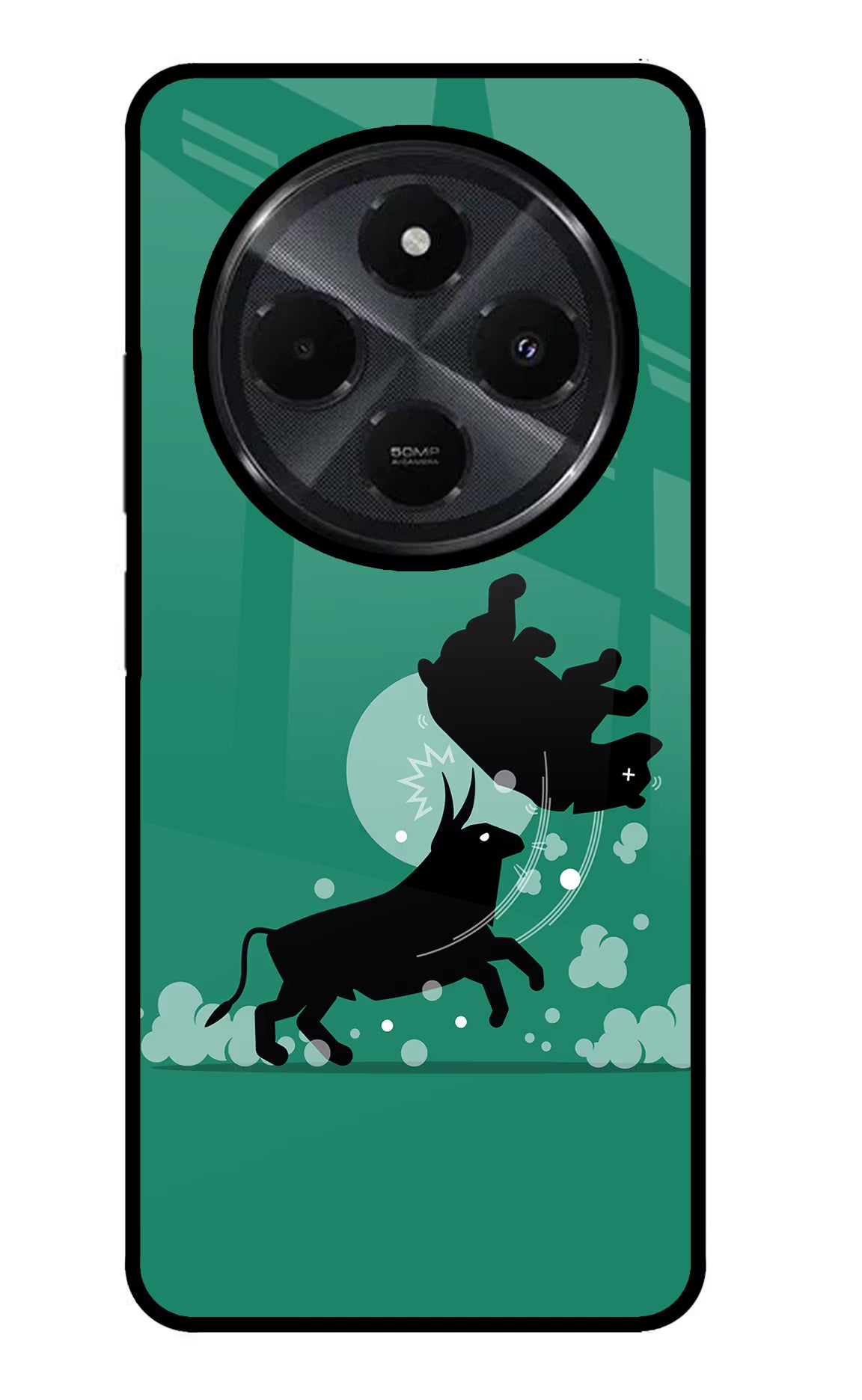 Bull Conqueror Redmi 14C 5G Glass Case Back Cover by Casekaro