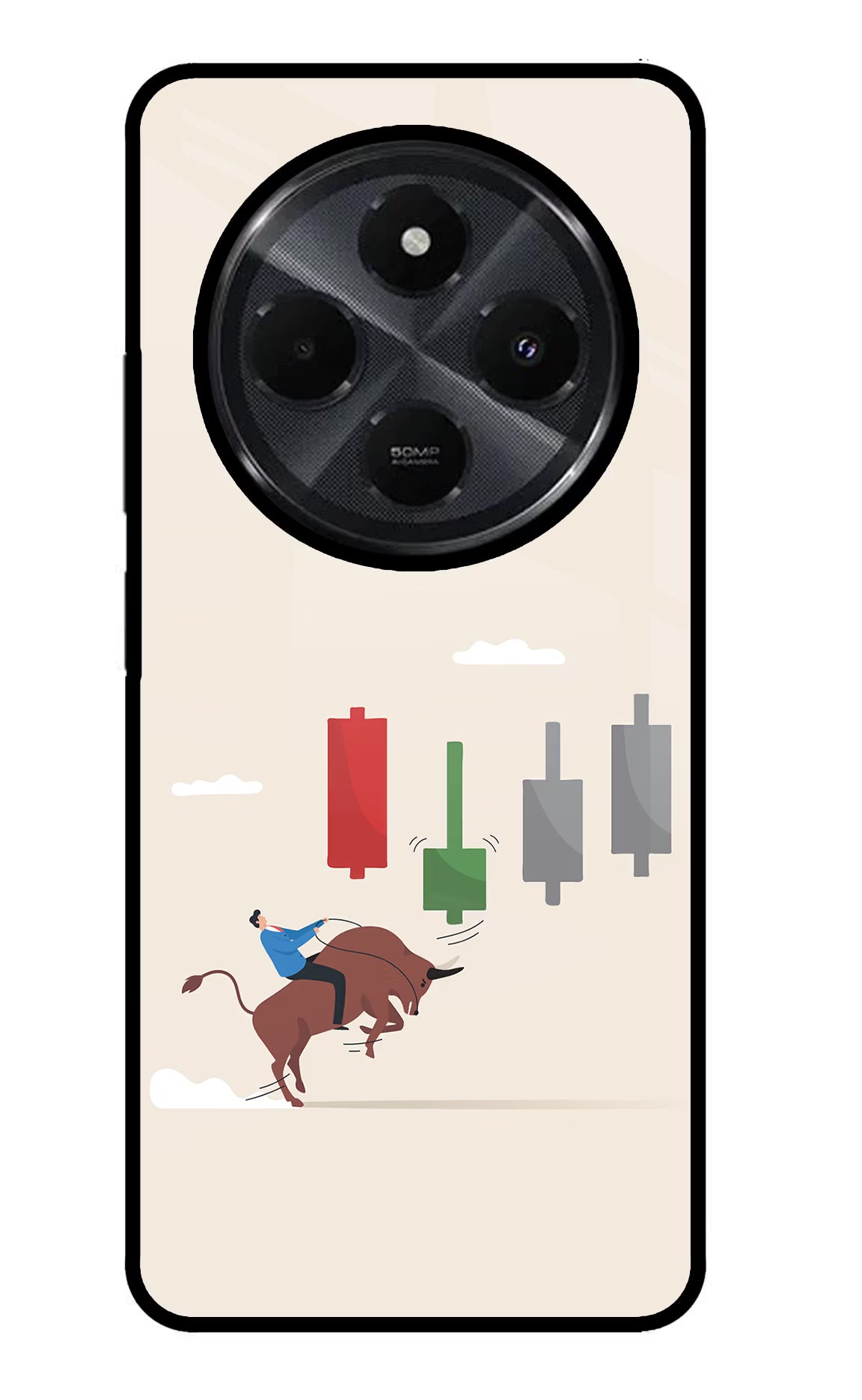 Bull Trading Momentum Redmi 14C 5G Glass Case Back Cover by Casekaro