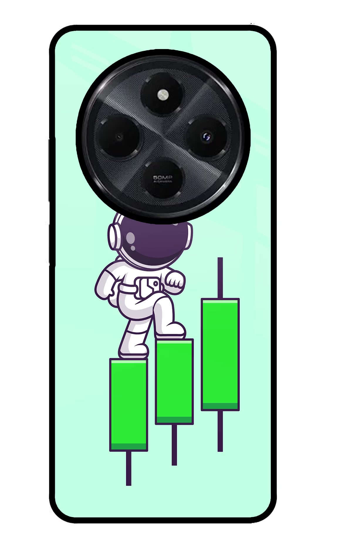 Astronaut Trader Redmi 14C 5G Glass Case Back Cover by Casekaro