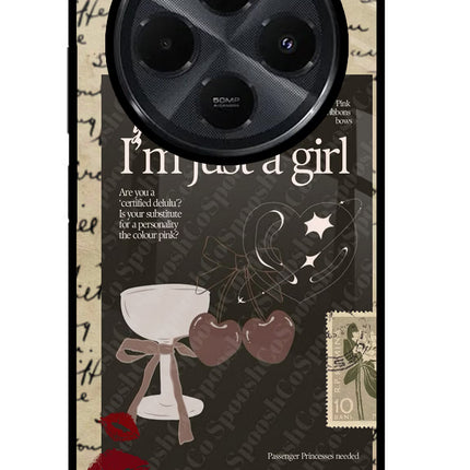 I am just a girl Redmi 14C 5G Glass Case Back Cover by Casekaro