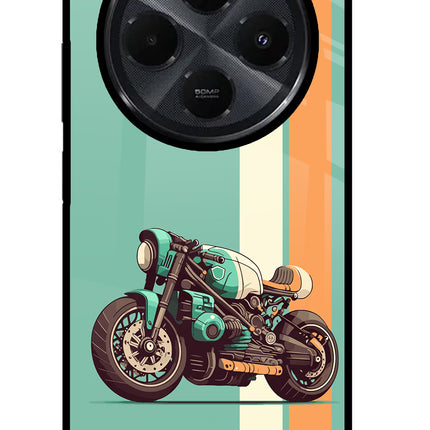 Striped Moto Drift Redmi 14C 5G Glass Case Back Cover by Casekaro