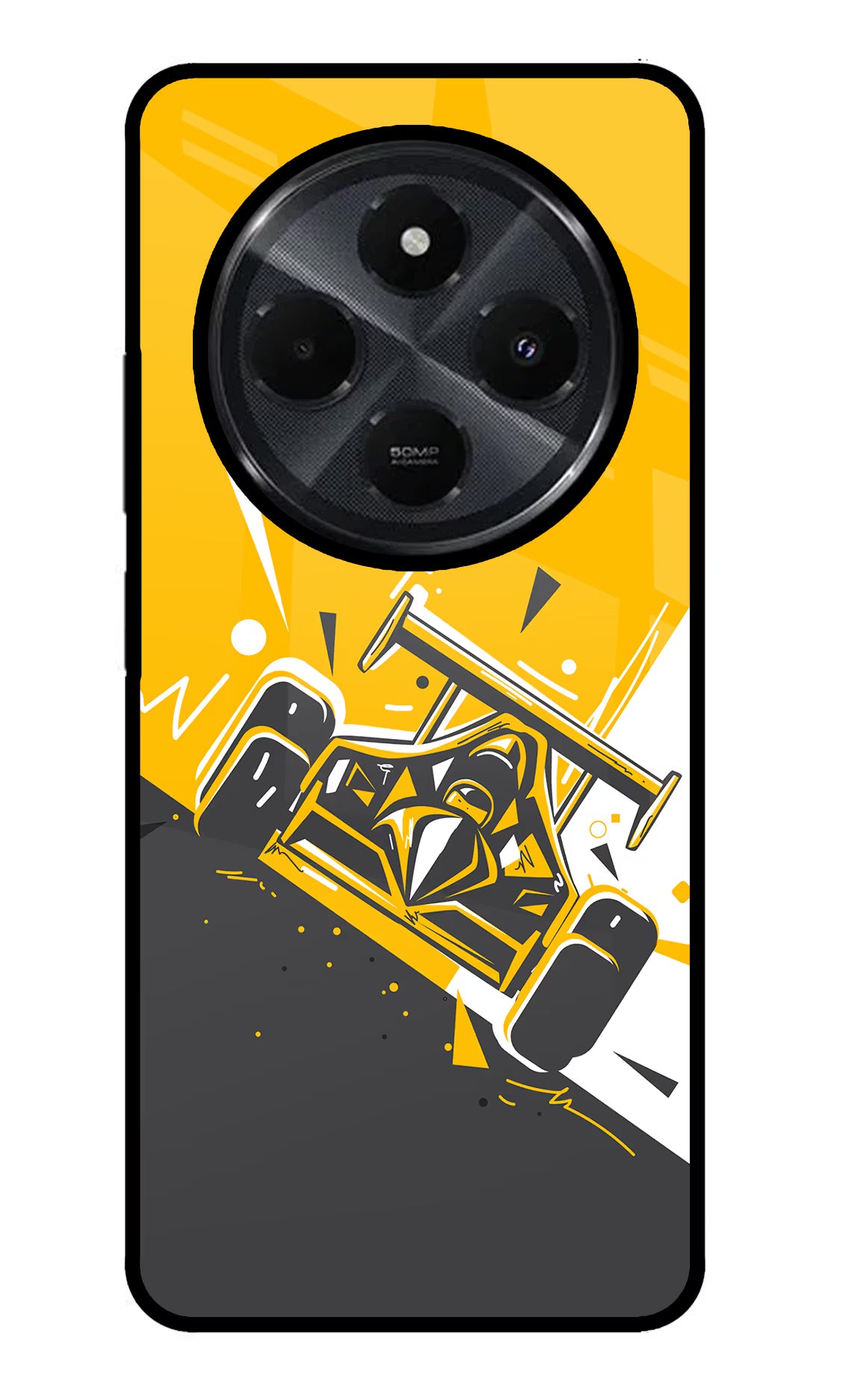 Track King Redmi 14C 5G Glass Case Back Cover by Casekaro