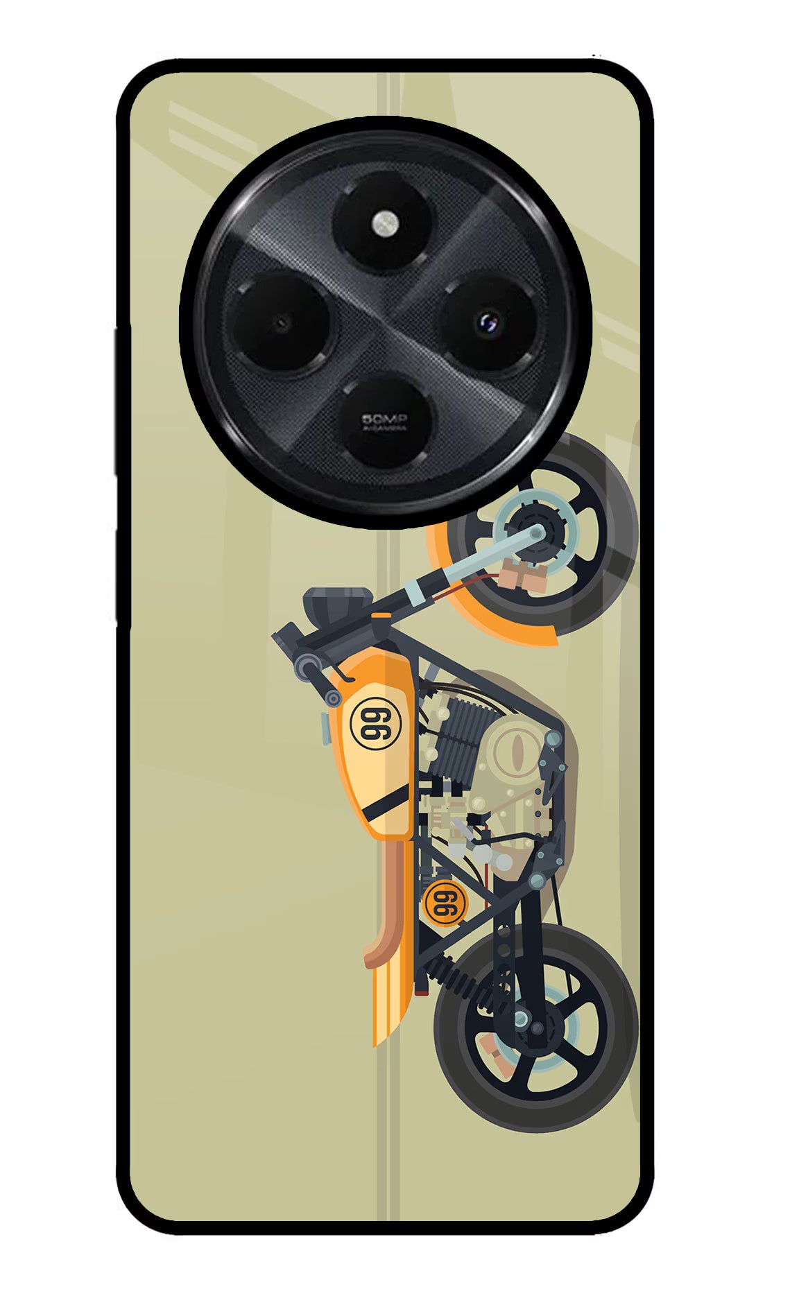 Vertical Speedster Redmi 14C 5G Glass Case Back Cover by Casekaro