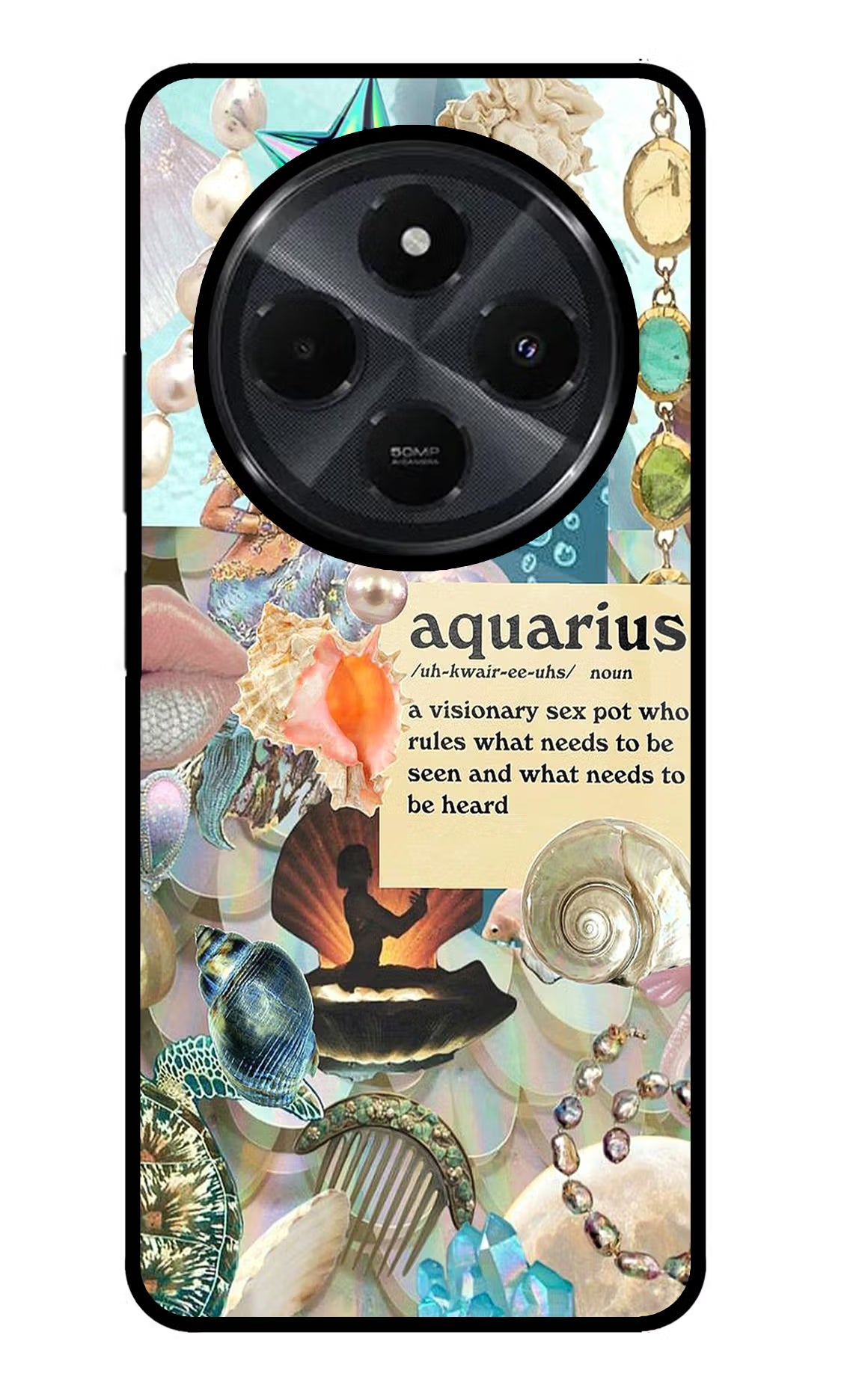 Aquarius Zodiac Redmi 14C 5G Glass Case Back Cover by Casekaro