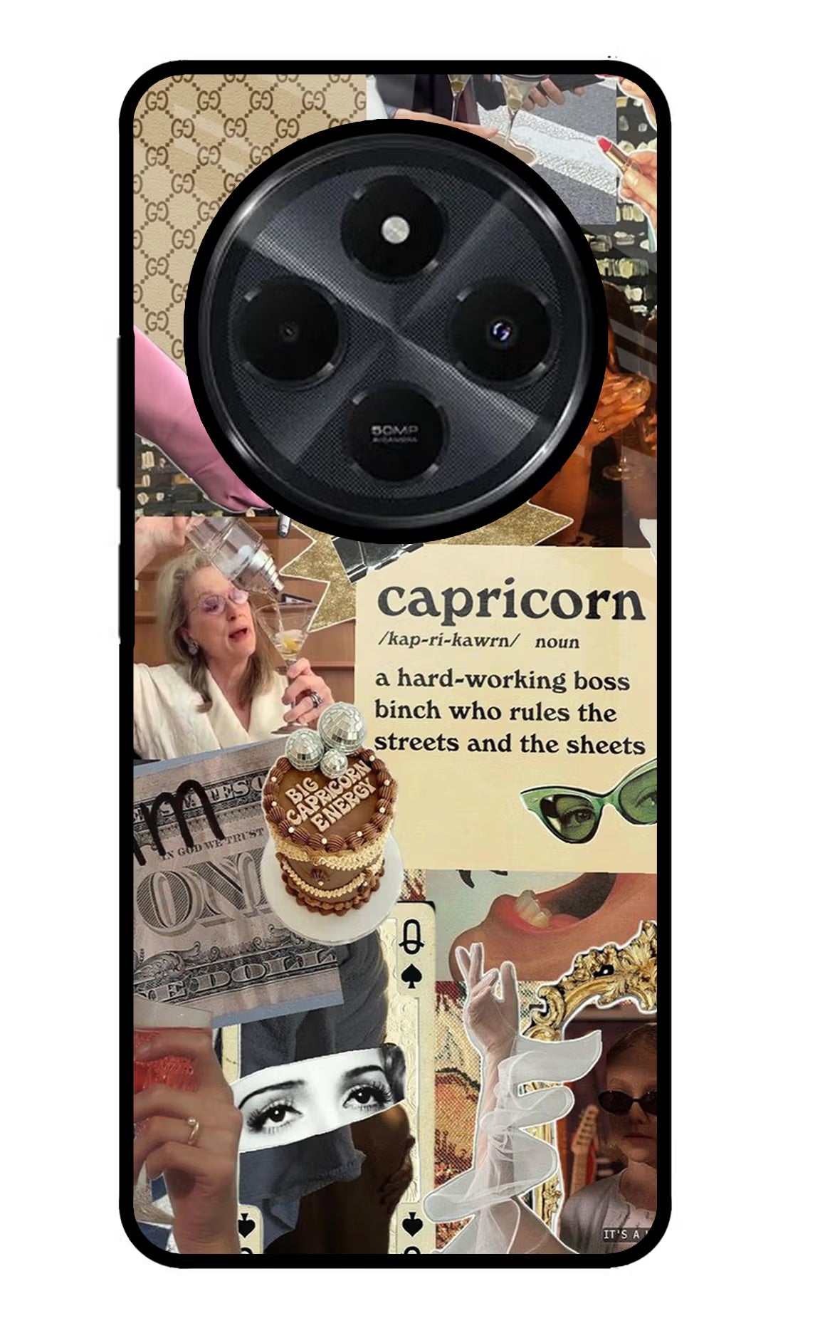 Capricorn Zodiac Redmi 14C 5G Glass Case Back Cover by Casekaro