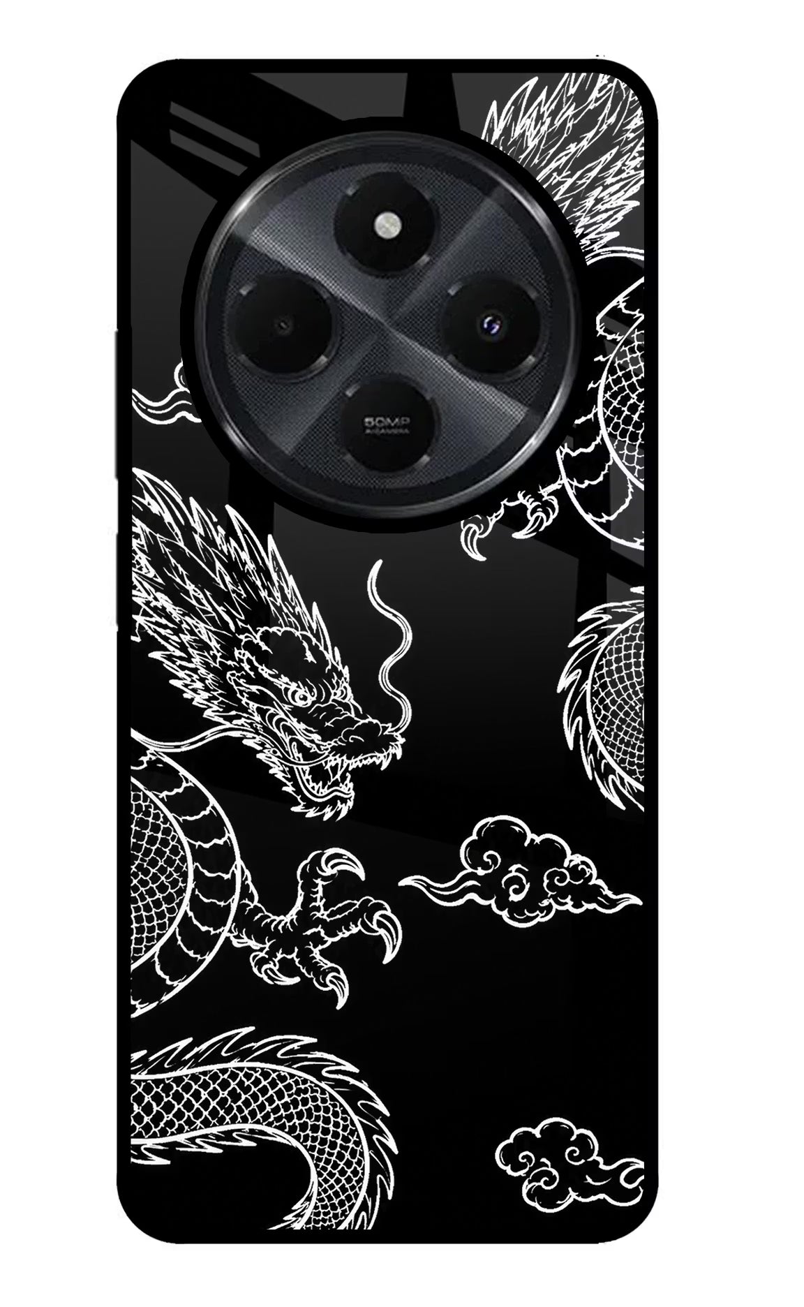 Twin Dragons Redmi 14C 5G Glass Case Back Cover by Casekaro