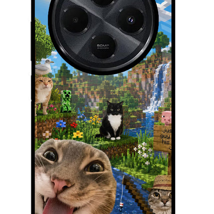 Minecraft Cat Chaos Redmi 14C 5G Glass Case