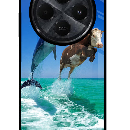 Dolphin vs Cow Redmi 14C 5G Glass Case