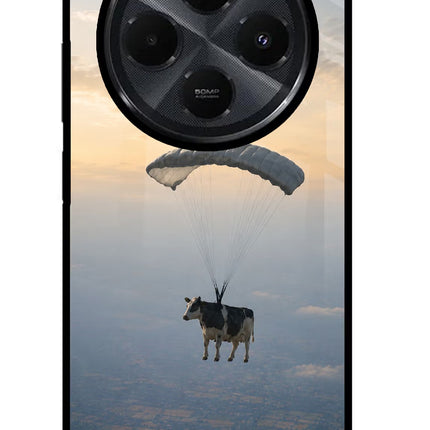 Skydiving Cow Redmi 14C 5G Glass Case