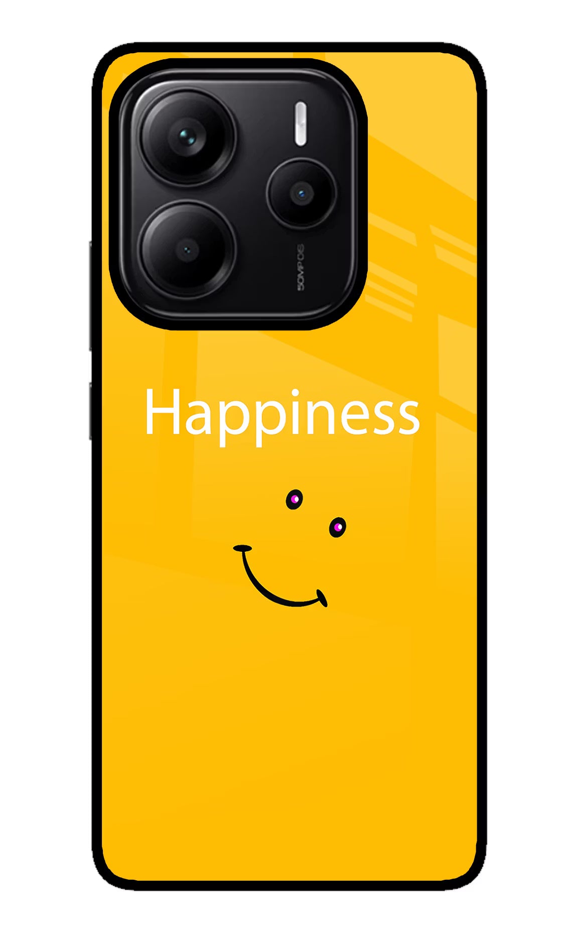Happiness With Smiley Redmi Note 14 5G Glass Case Back Cover by Casekaro