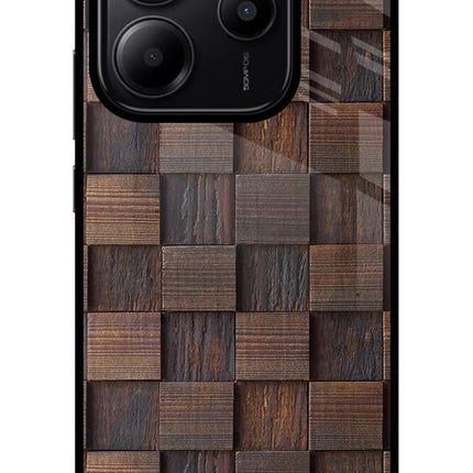Wooden Cube Design Redmi Note 14 5G Glass Case