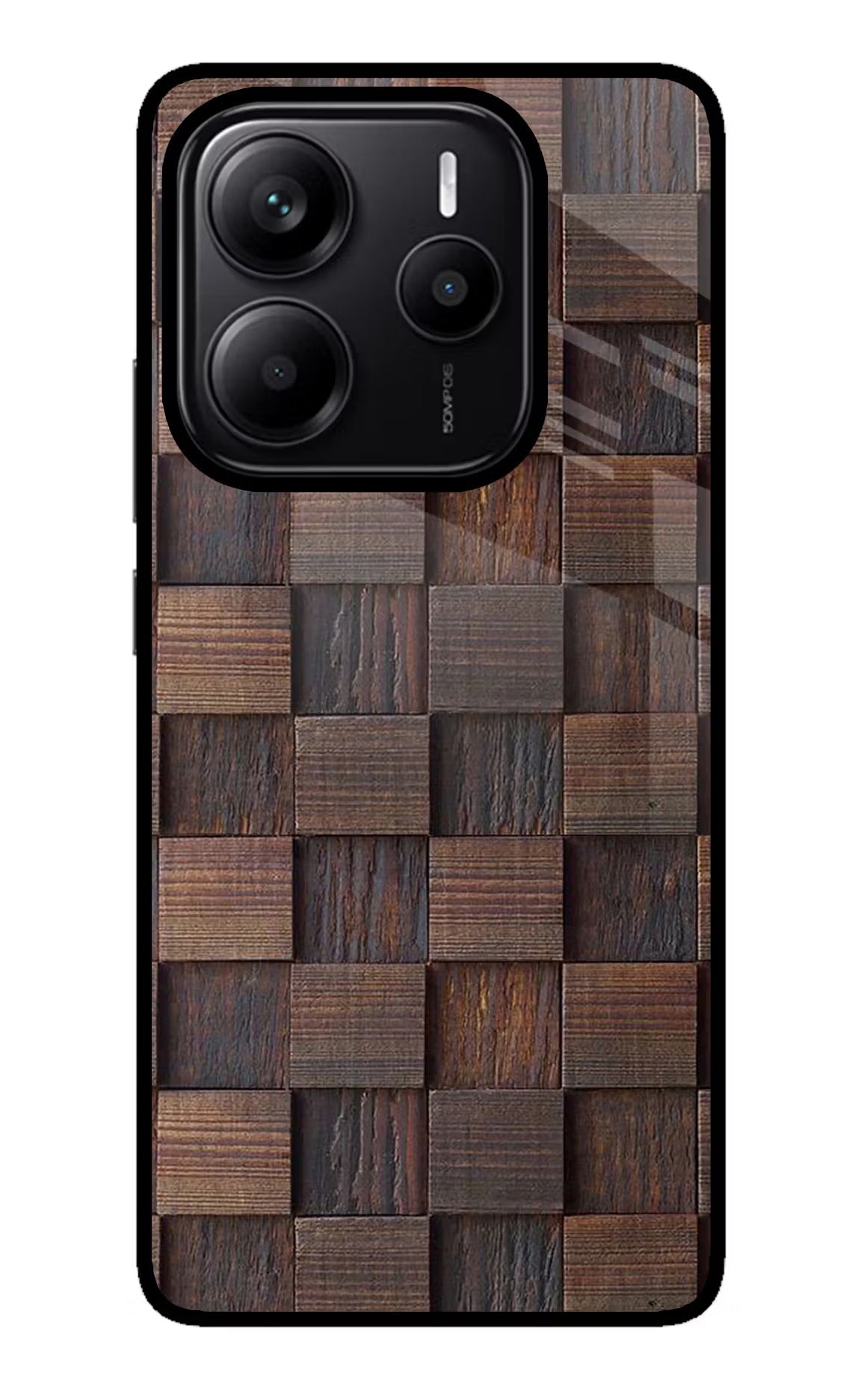 Wooden Cube Design Redmi Note 14 5G Glass Case Back Cover by Casekaro