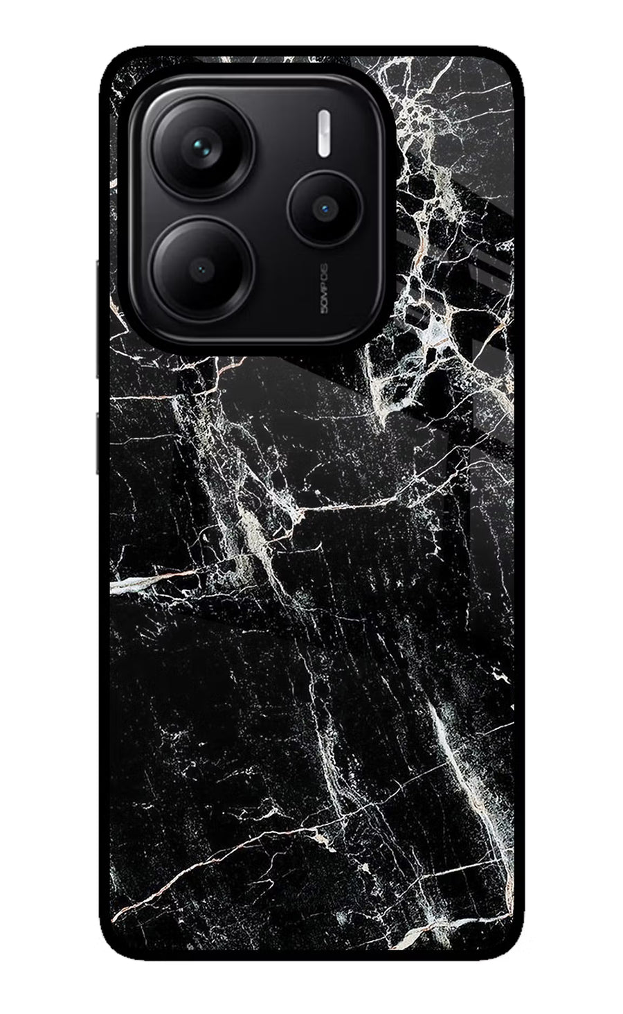 Black Marble Texture Redmi Note 14 5G Back Cover, Metal case