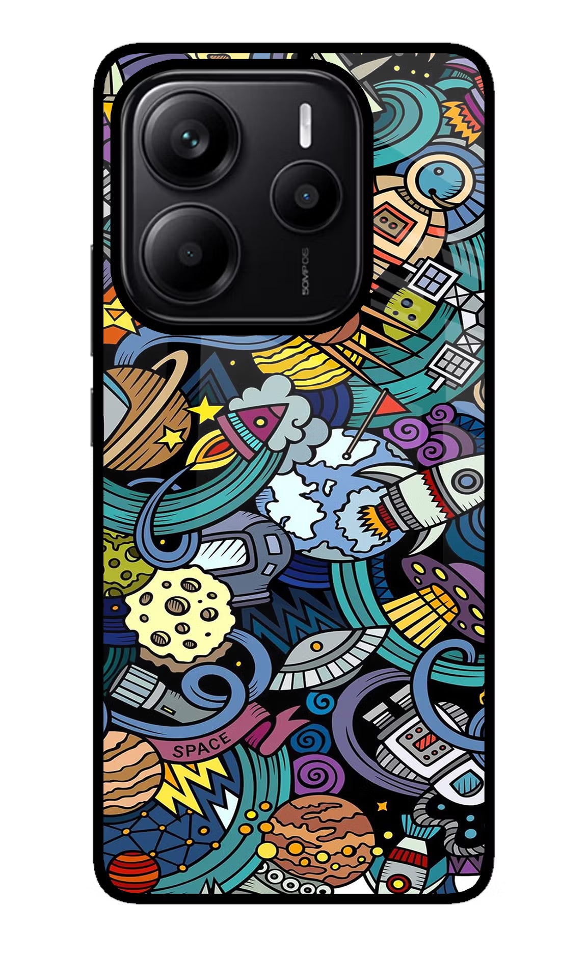 Space Abstract Redmi Note 14 5G Glass Case Back Cover by Casekaro