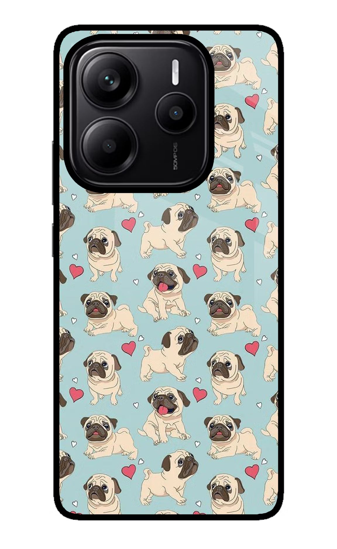 Pug Dog Redmi Note 14 5G Glass Case Back Cover by Casekaro