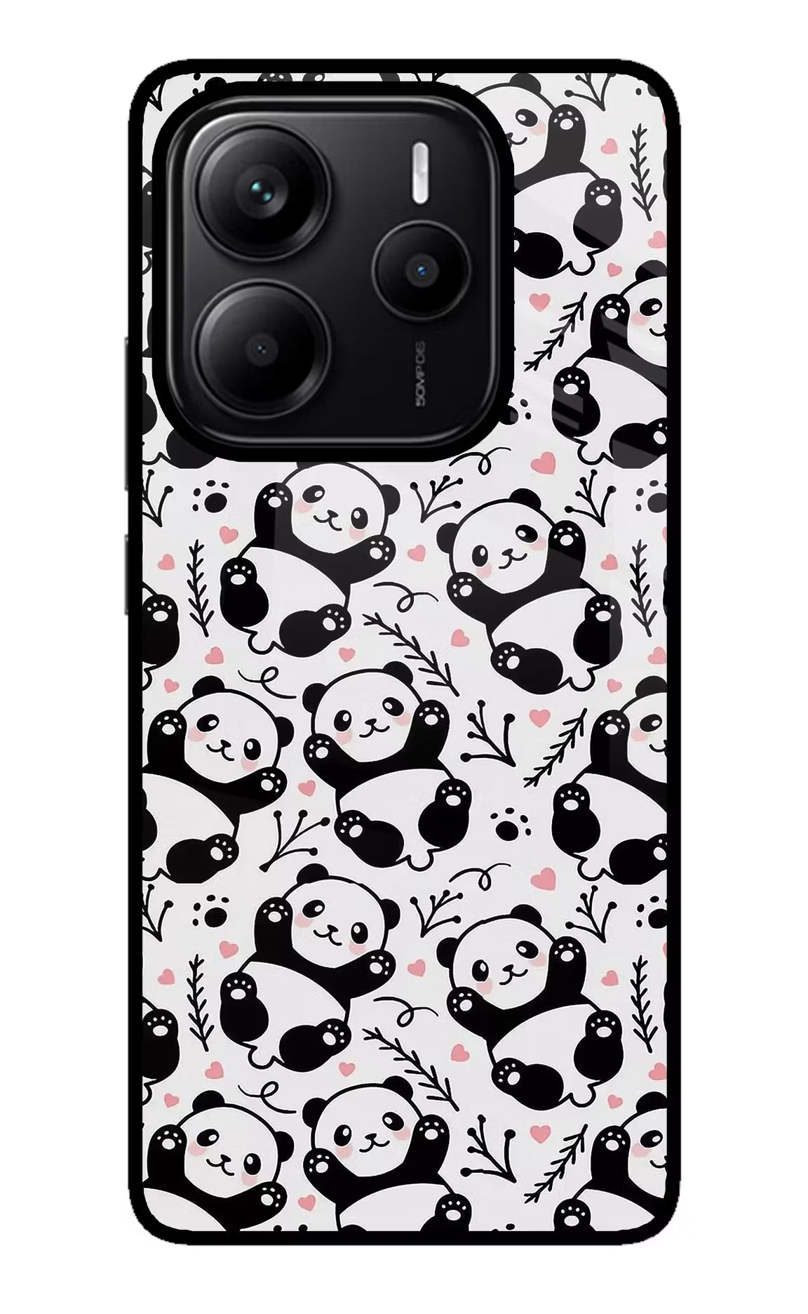 Cute Panda Redmi Note 14 5G Glass Case Back Cover by Casekaro