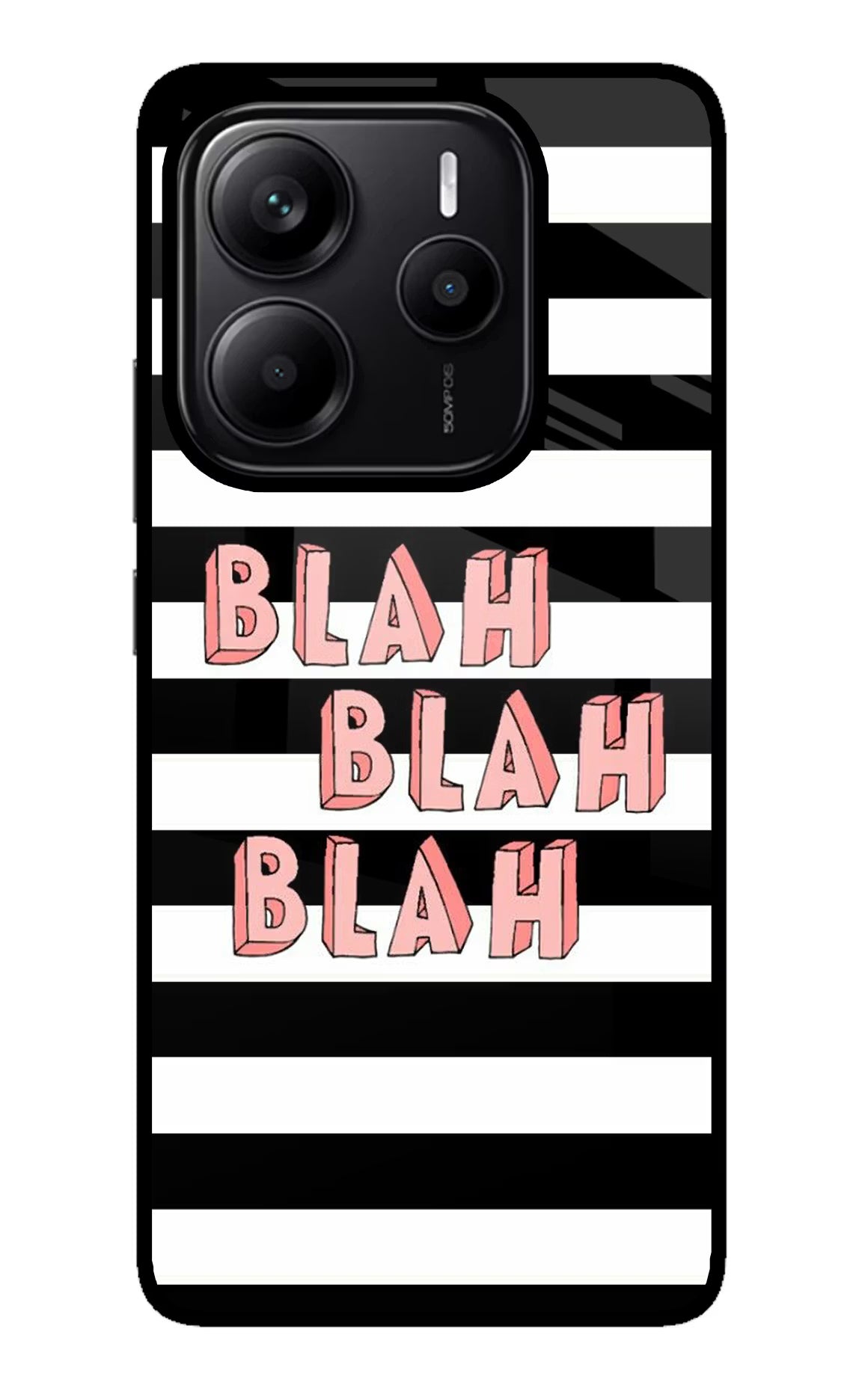 Blah Blah Blah Redmi Note 14 5G Glass Case Back Cover by Casekaro