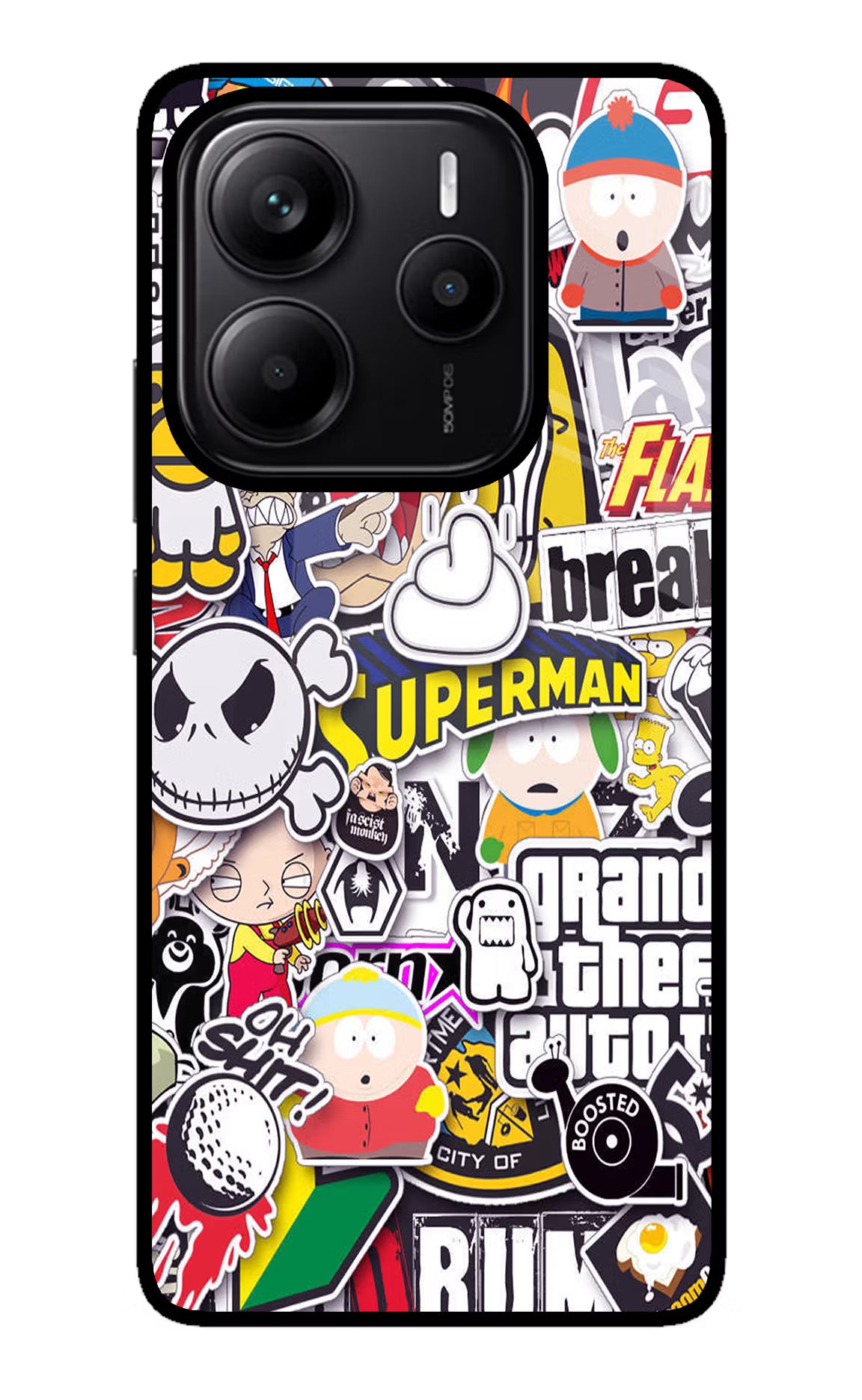 Sticker Bomb Redmi Note 14 5G Glass Case Back Cover by Casekaro