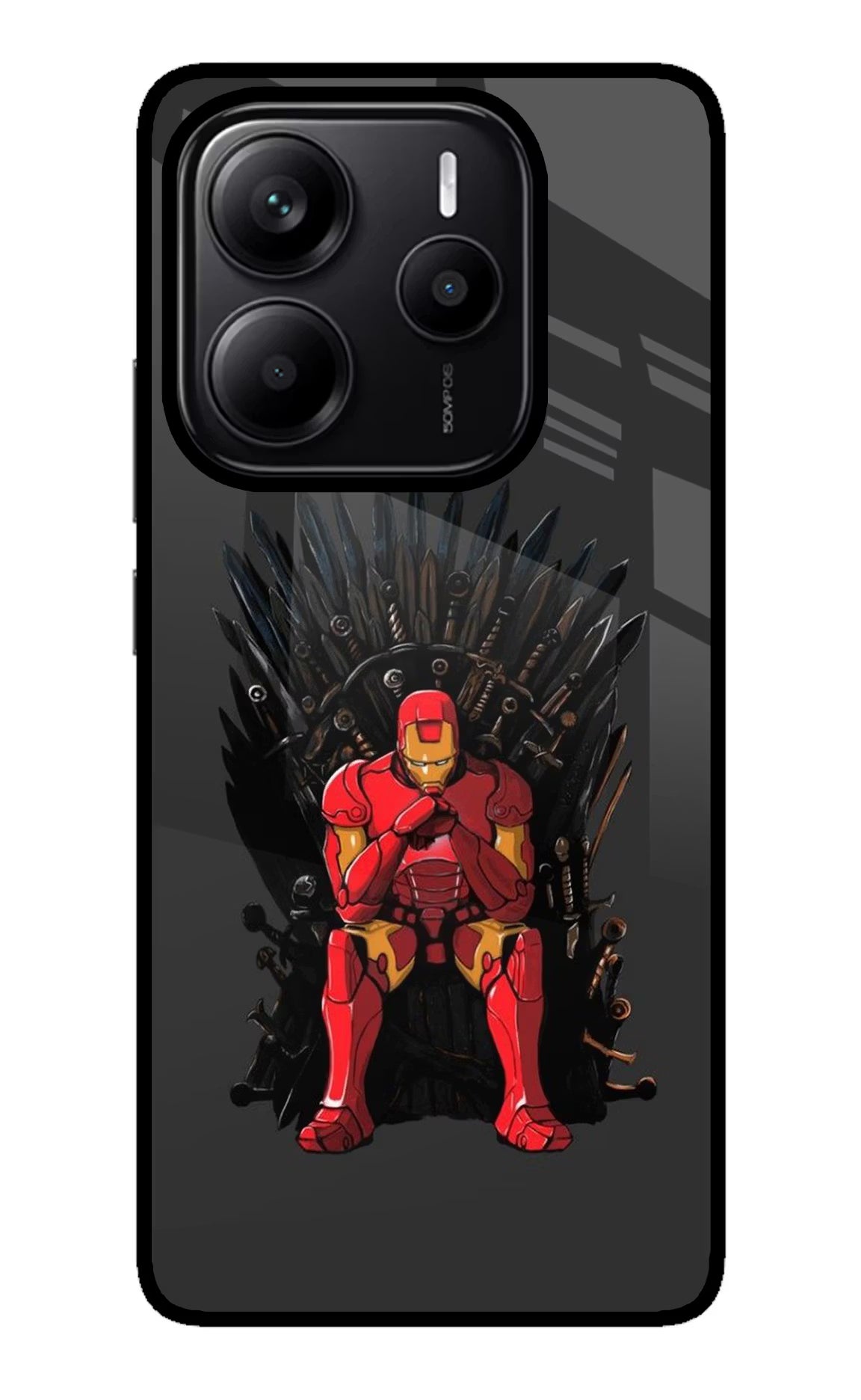 Ironman Throne Redmi Note 14 5G Glass Case Back Cover by Casekaro