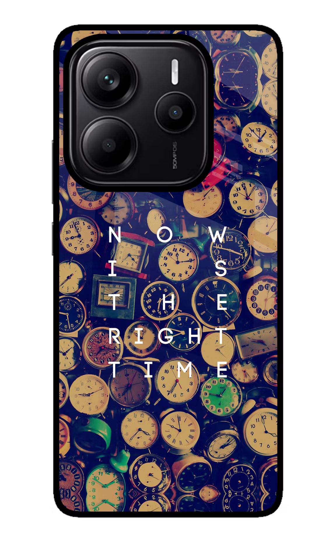 Now is the Right Time Quote Redmi Note 14 5G Glass Case Back Cover by Casekaro