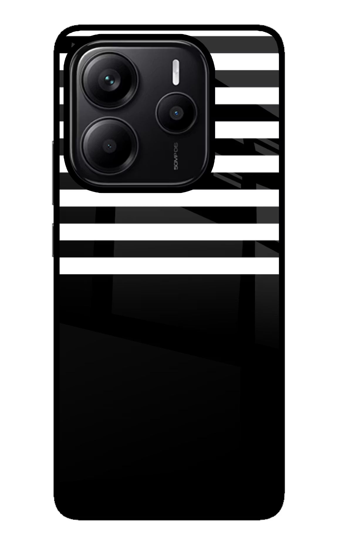 Black and White Print Redmi Note 14 5G Glass Case Back Cover by Casekaro
