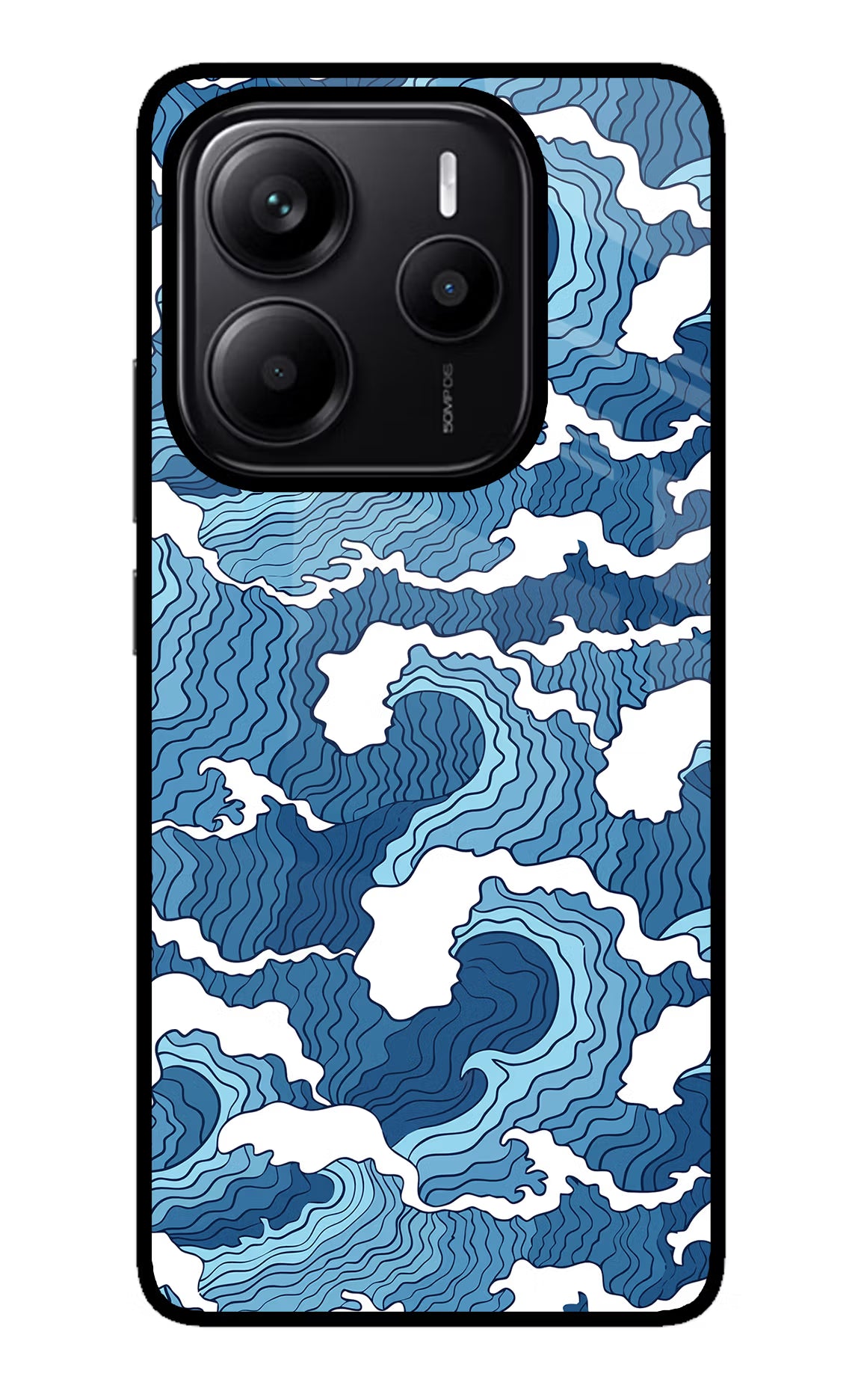 Blue Waves Redmi Note 14 5G Glass Case