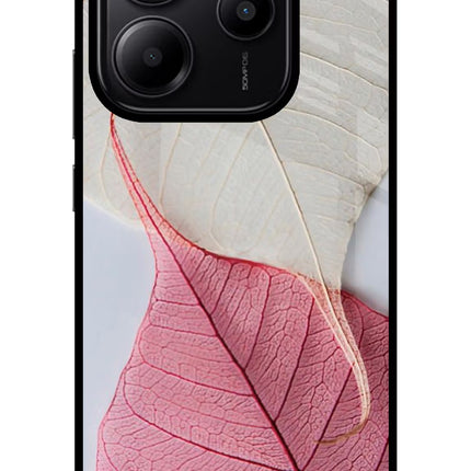 White Pink Leaf Redmi Note 14 5G Glass Case
