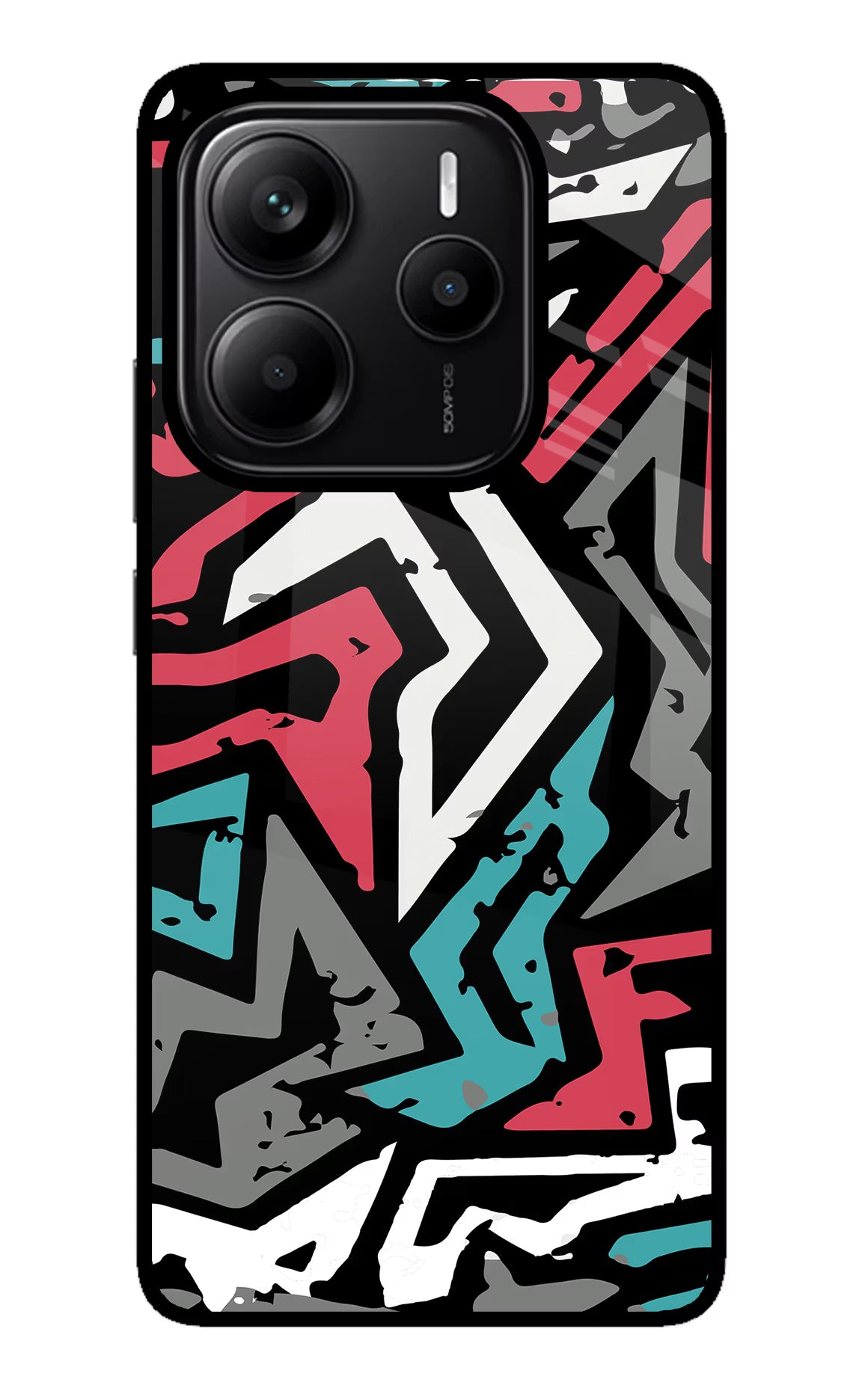 Geometric Graffiti Redmi Note 14 5G Glass Case Back Cover by Casekaro