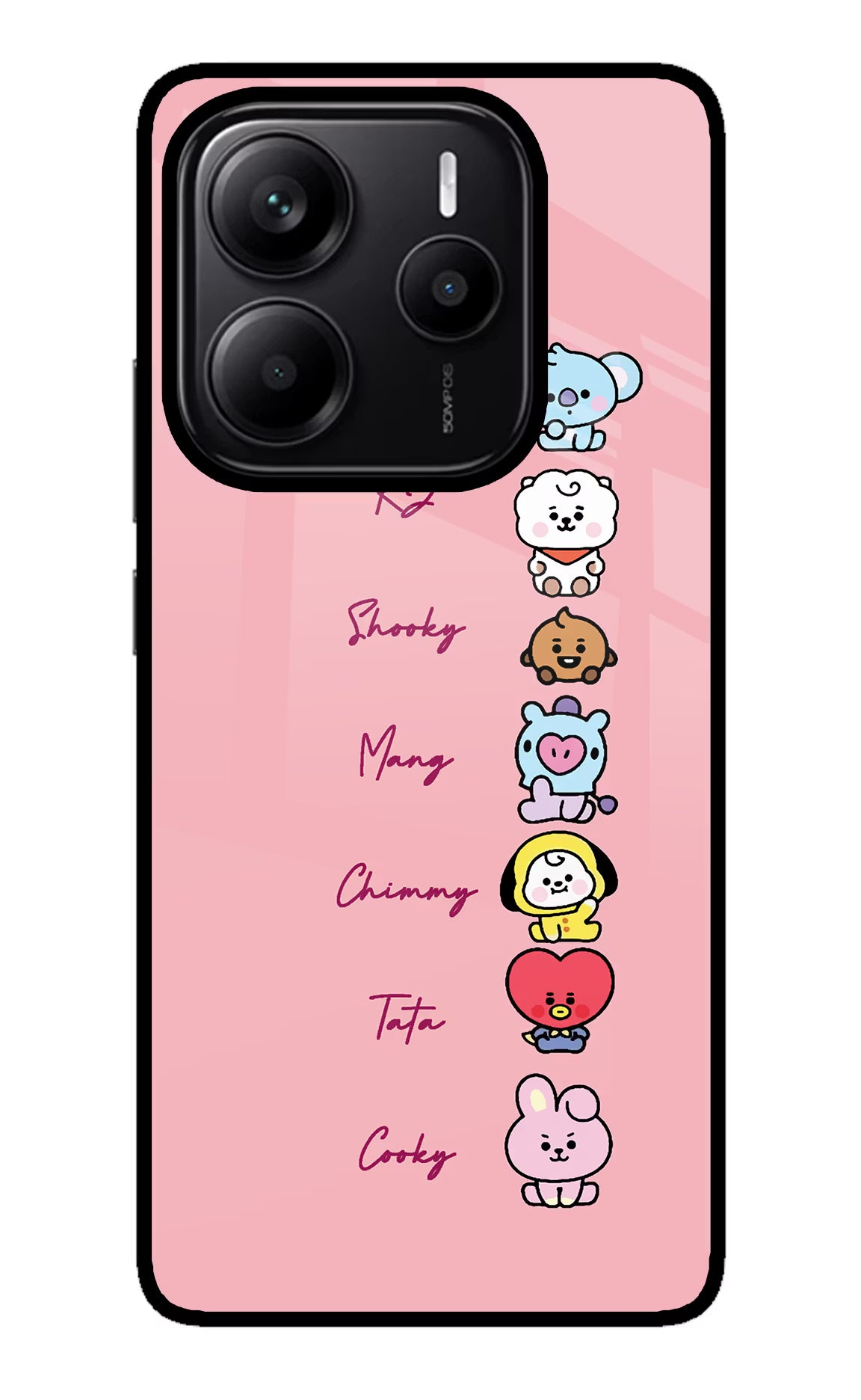 BTS names Redmi Note 14 5G Glass Case Back Cover by Casekaro