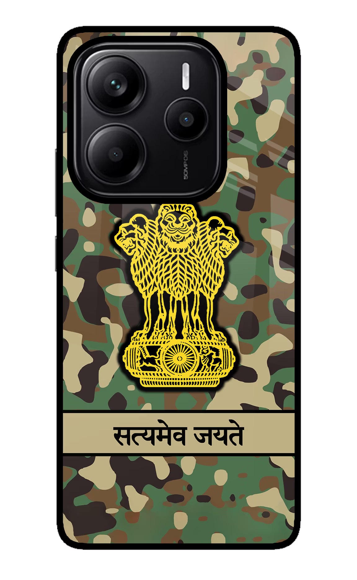 Satyamev Jayate Army Redmi Note 14 5G Glass Case Back Cover by Casekaro