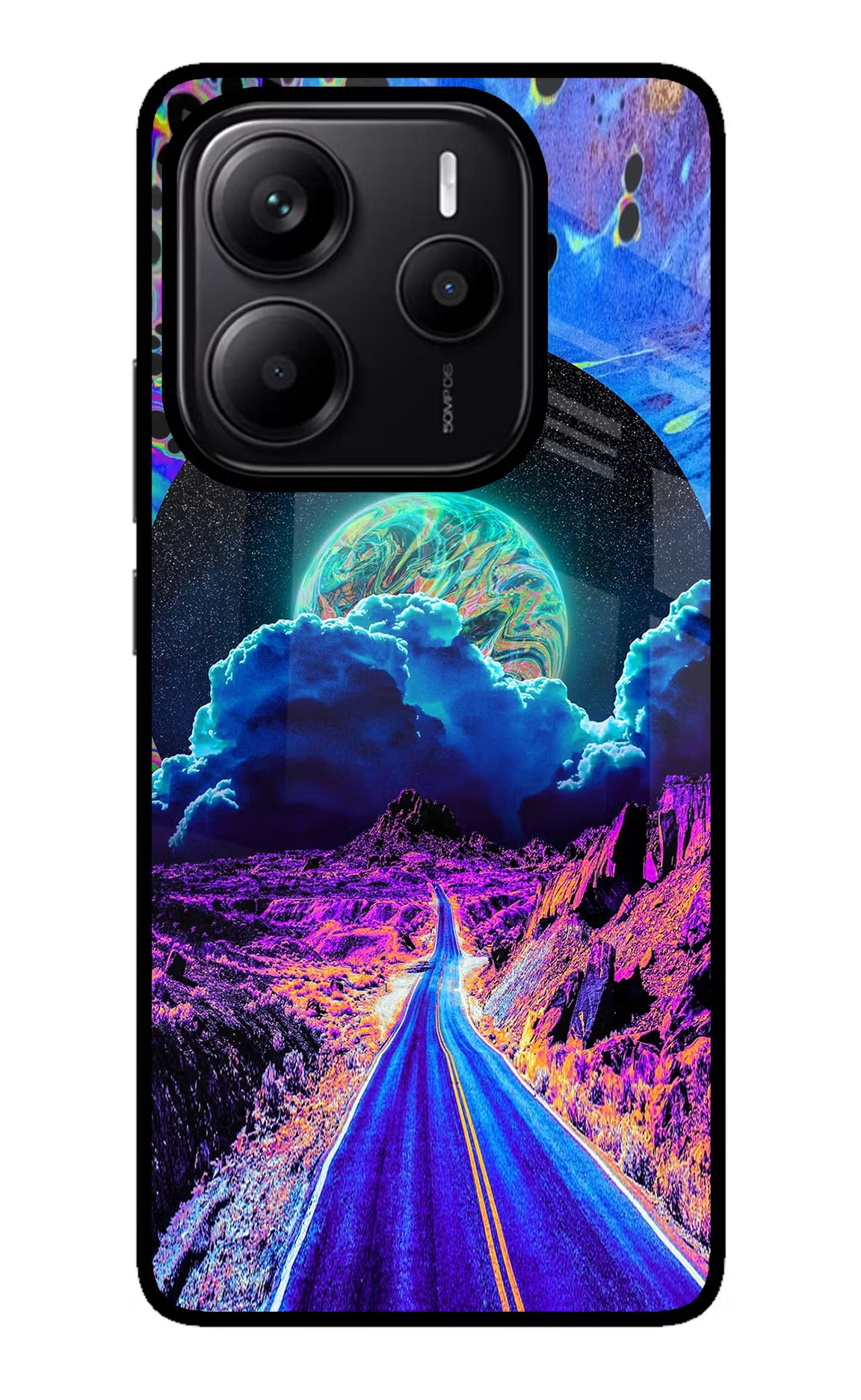 Psychedelic Painting Redmi Note 14 5G Glass Case Back Cover by Casekaro