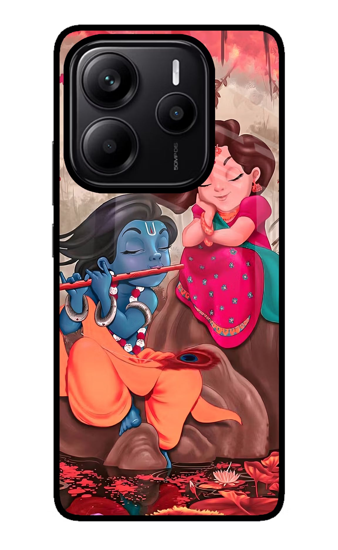 Radhe Krishna Redmi Note 14 5G Glass Case Back Cover by Casekaro