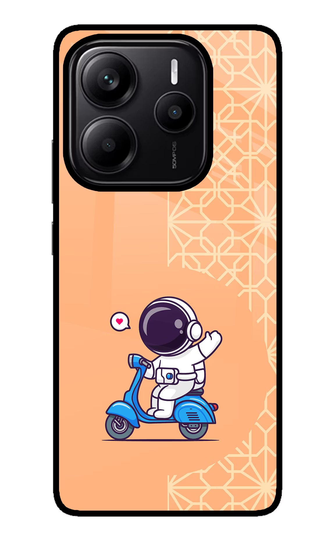 Cute Astronaut Riding Redmi Note 14 5G Glass Case