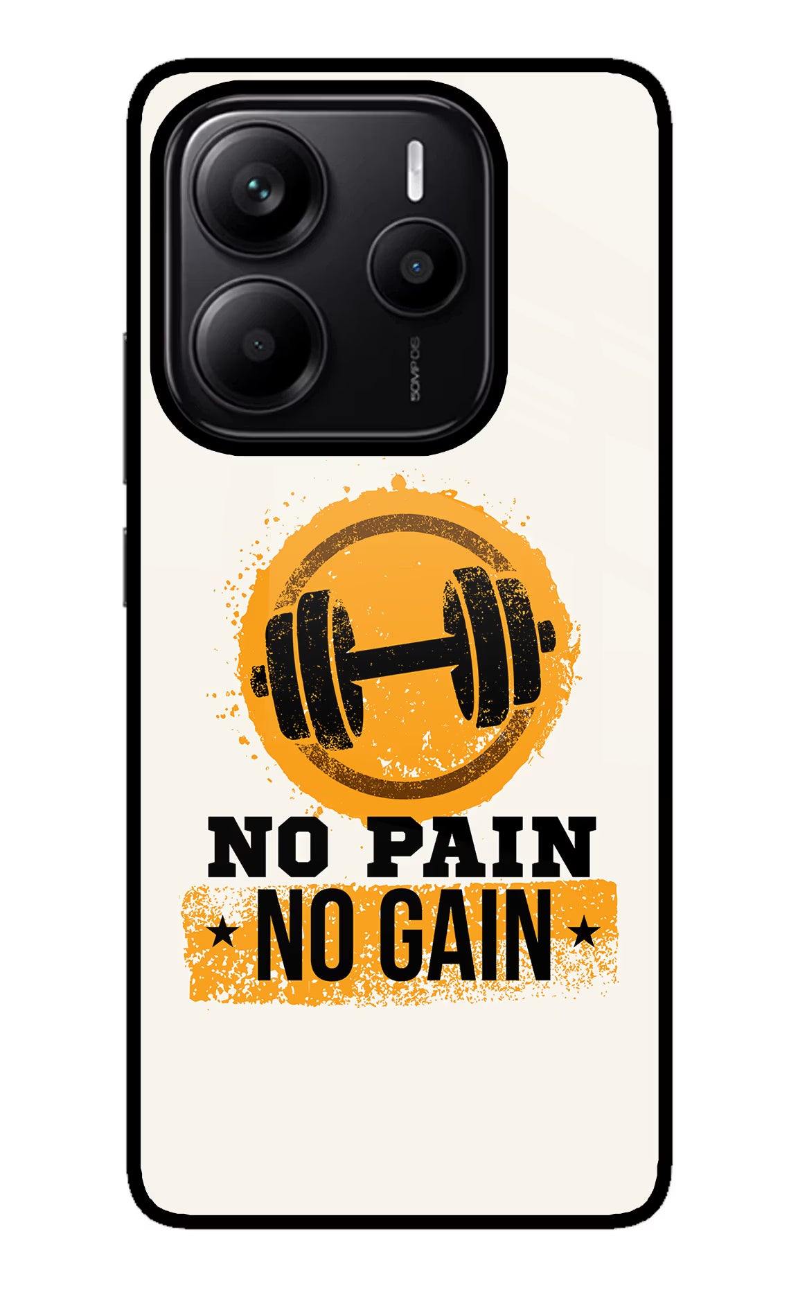 No Pain No Gain Redmi Note 14 5G Glass Case Back Cover by Casekaro