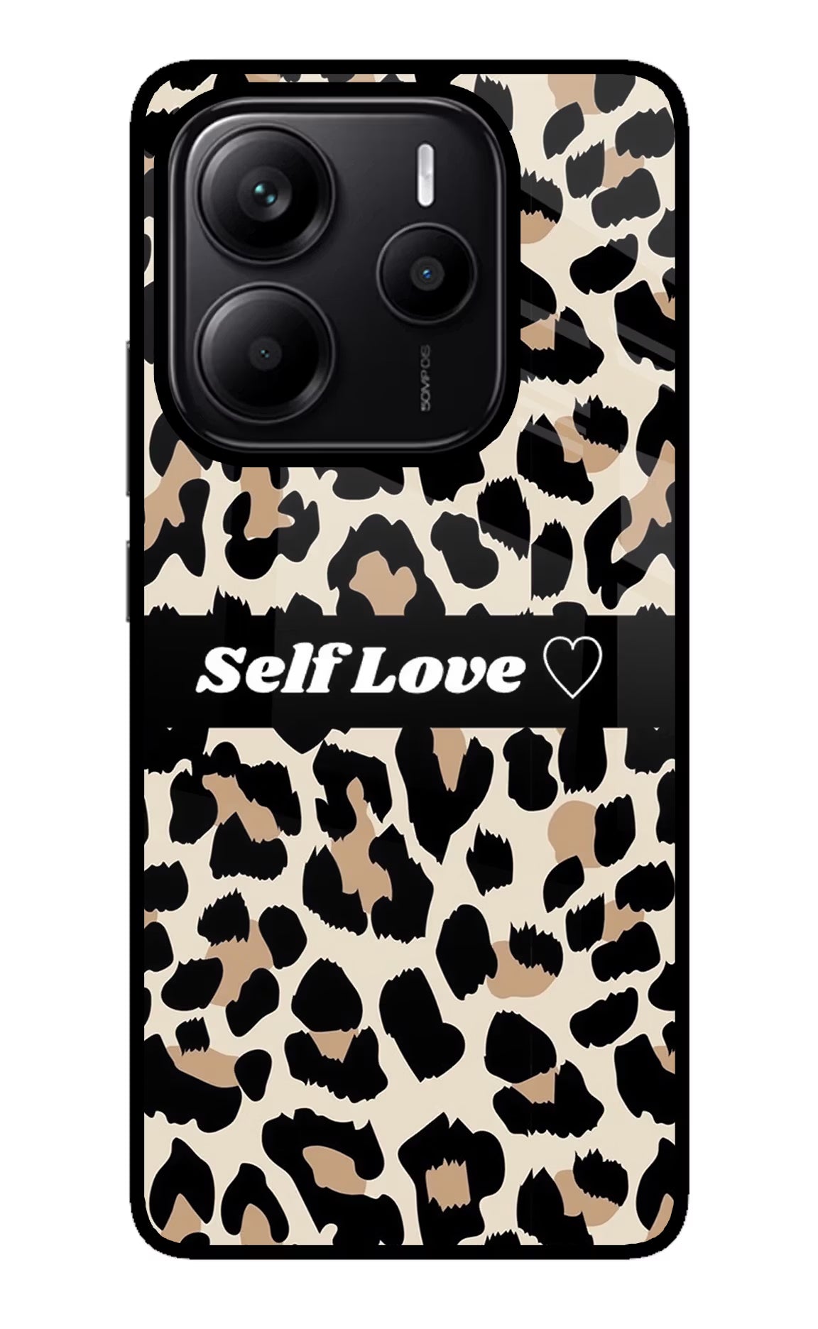 Leopard Print Self Love Redmi Note 14 5G Glass Case Back Cover by Casekaro