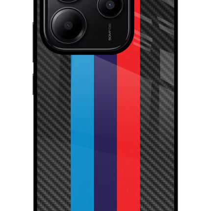 BMW Stripes Pattern Redmi Note 14 5G Glass Case Back Cover by Casekaro