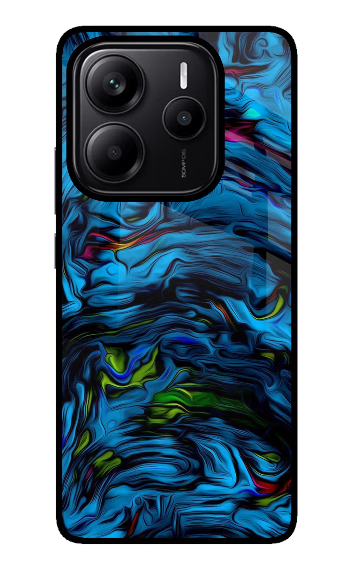 Dark Blue Abstract Redmi Note 14 5G Glass Case Back Cover by Casekaro