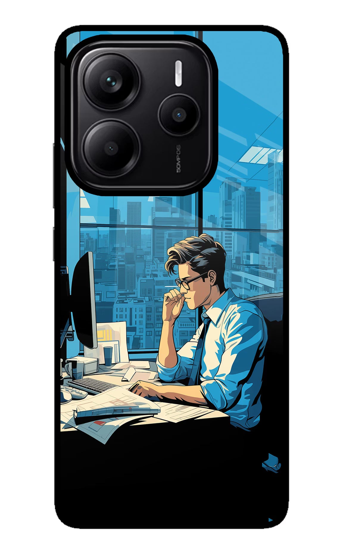 Focused Hustler (AI Generated) Redmi Note 14 5G Glass Case Back Cover by Casekaro