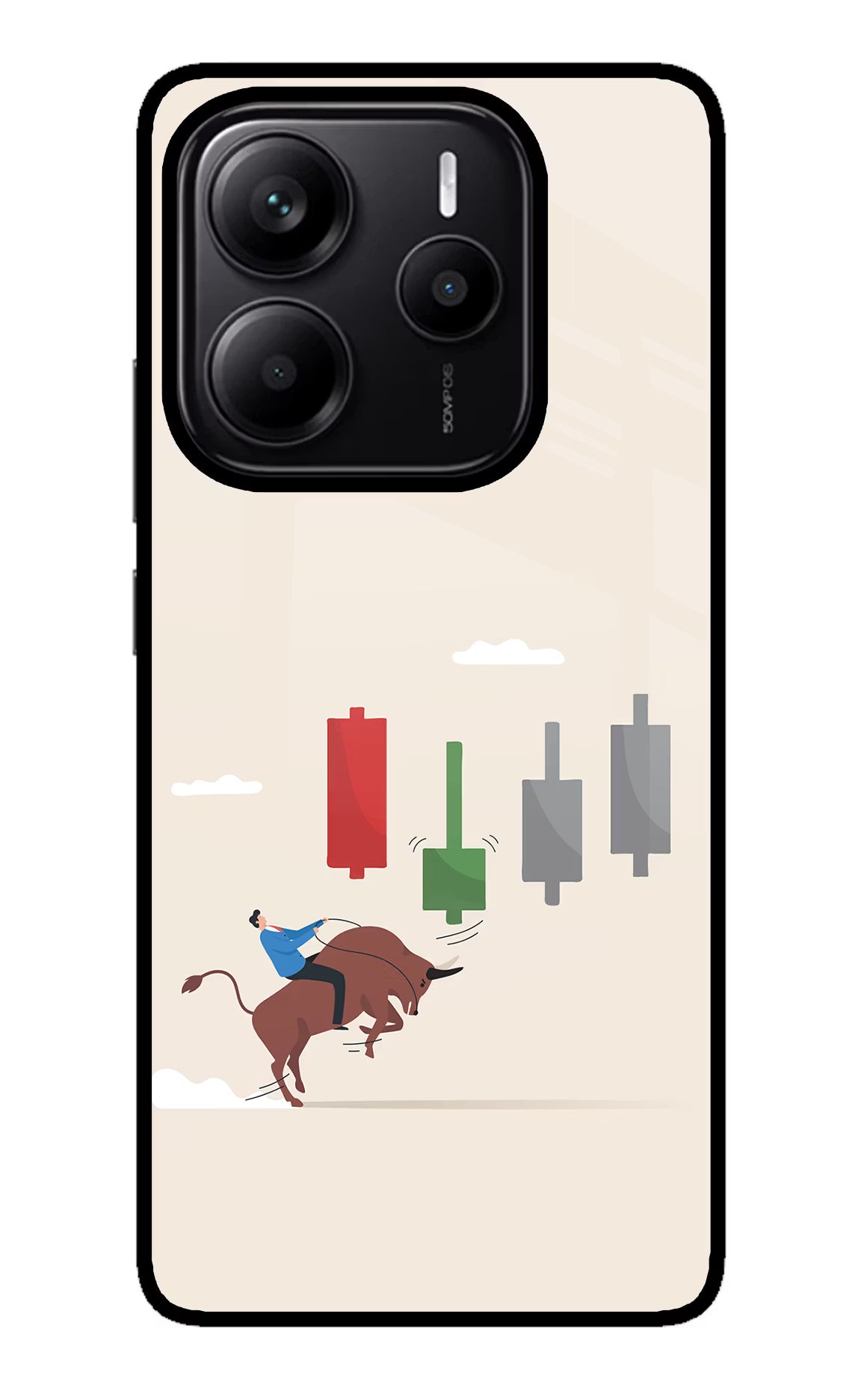 Bull Trading Momentum Redmi Note 14 5G Glass Case Back Cover by Casekaro