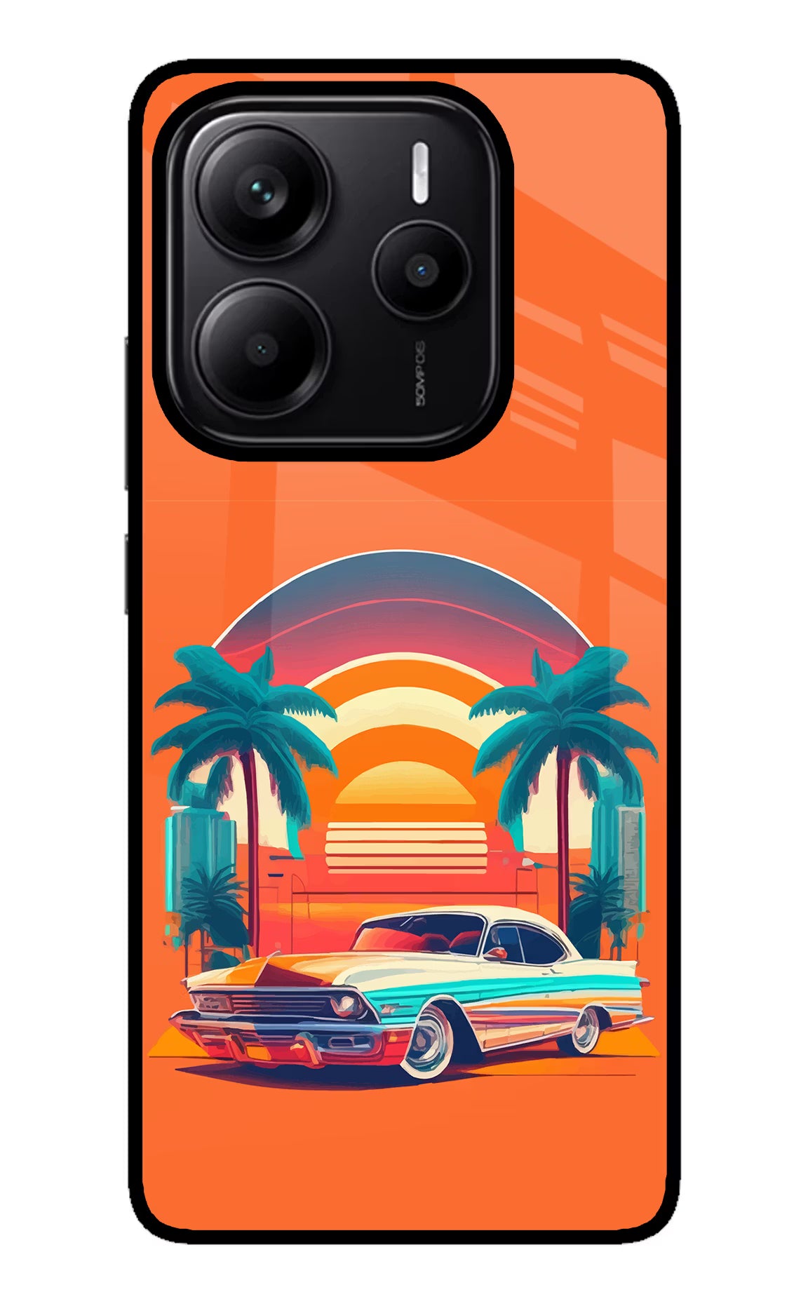 Palm Drive 80s Redmi Note 14 5G Glass Case Back Cover by Casekaro